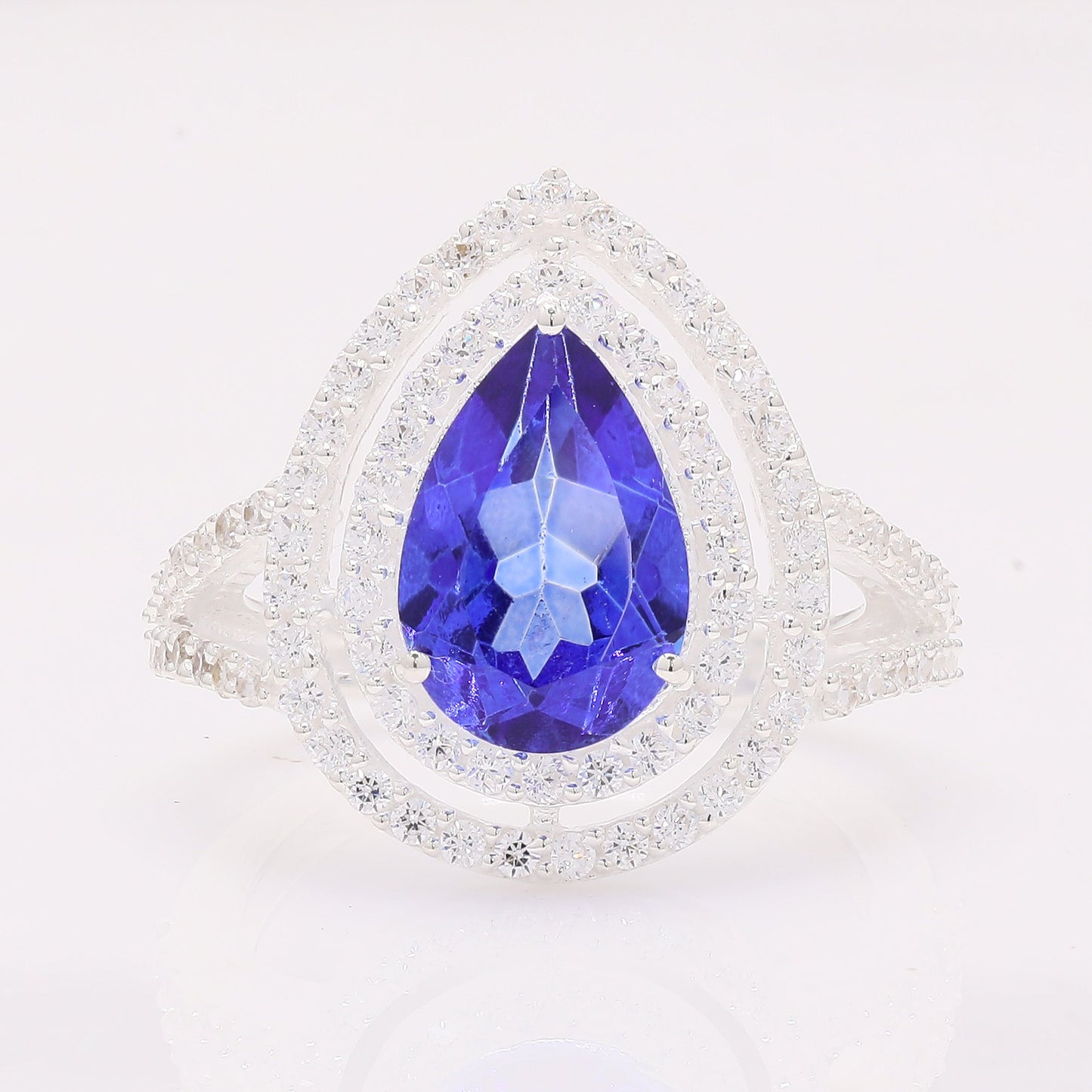 5.55 Ct Pear Tz Color Topaz 925 Silver Ring