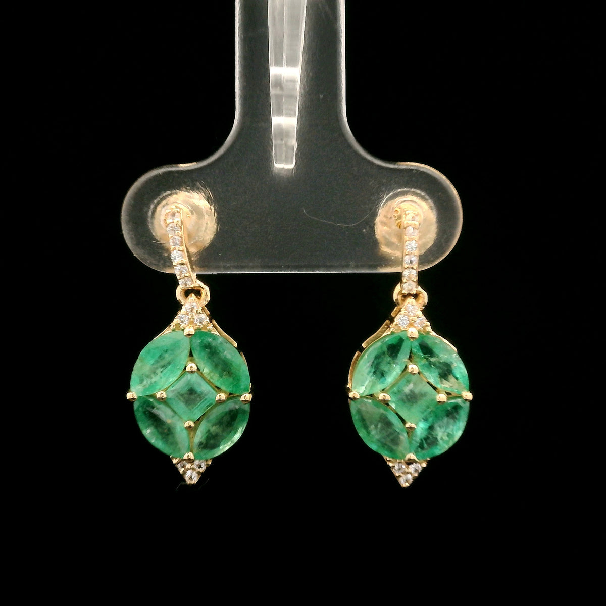 2.18 Ct Marquise Emerald 14K Gold Earrings