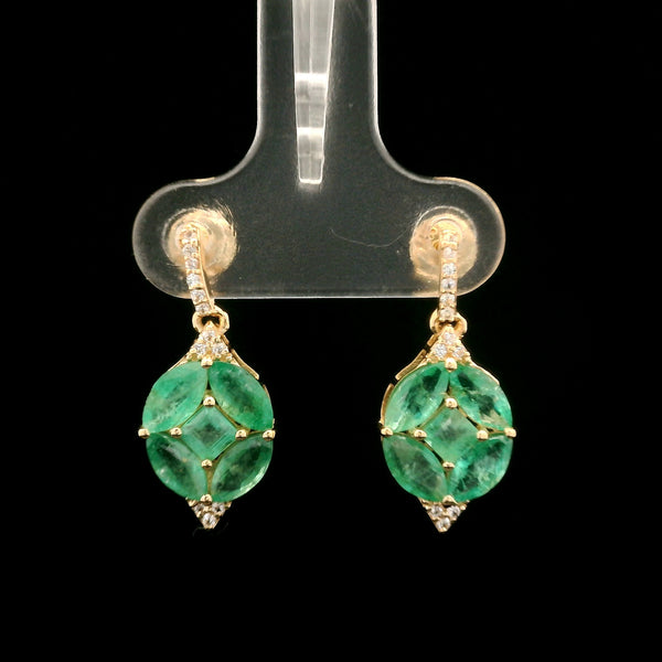 2.18 Ct Marquise Emerald 14K Gold Earrings