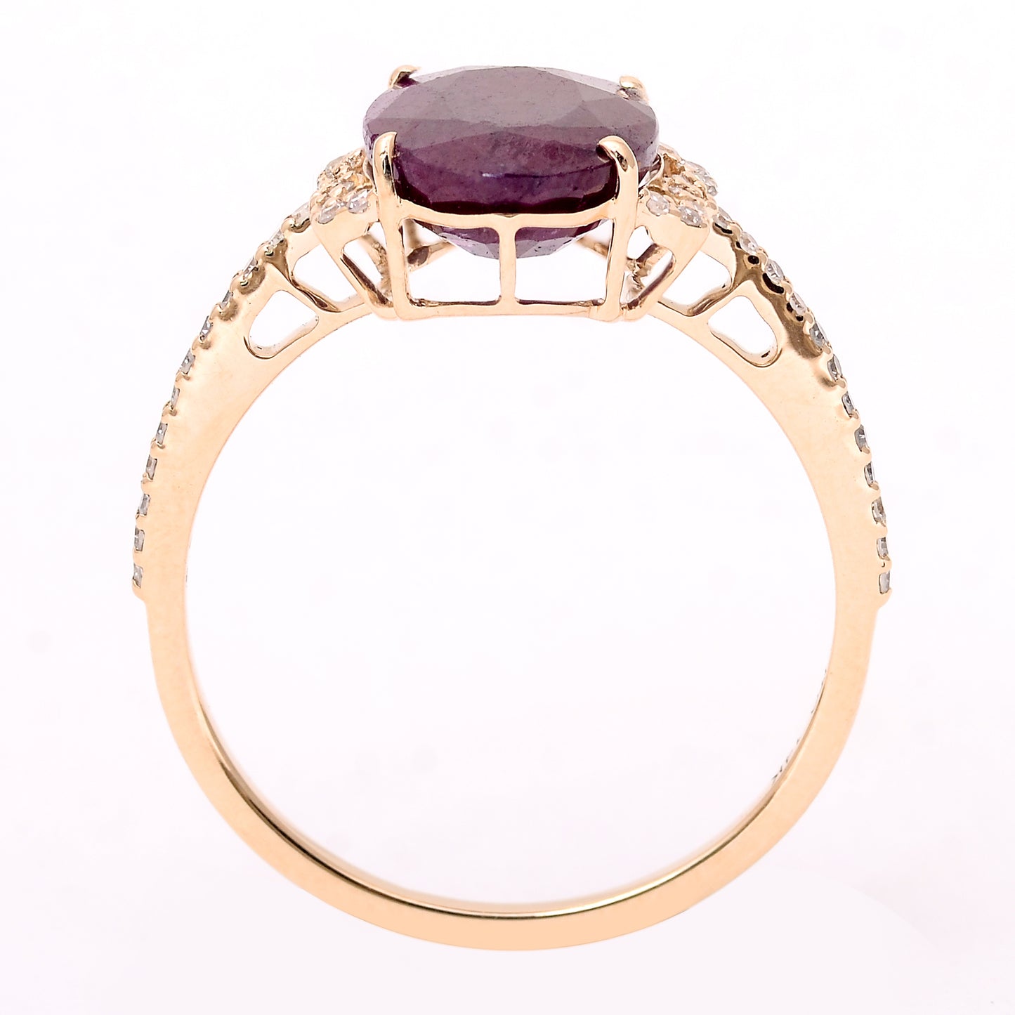 3.42 Ct Oval Mixed Cut Natural Corundum Ruby 14K Gold Ring