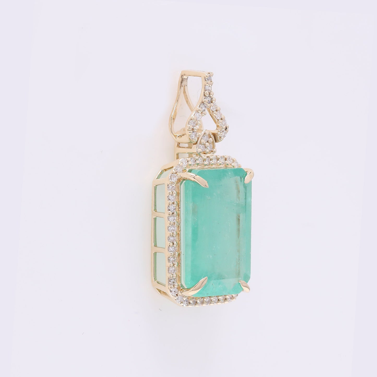 5.12 Ct Octagon Step Cut Natural Emerald 14K Gold Pendant