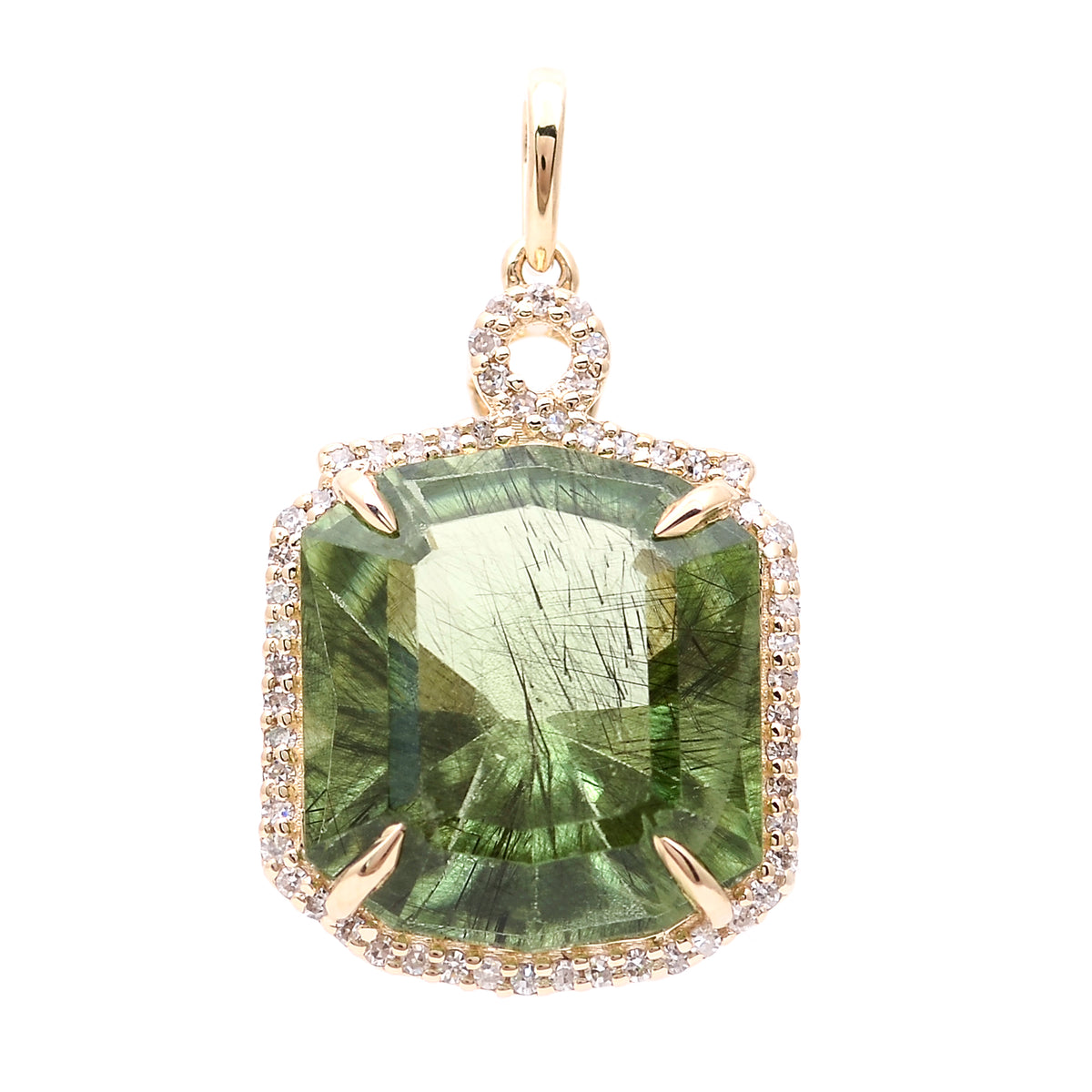 9.90 Ct Octagon Natural Eridot 14K Gold Pendant