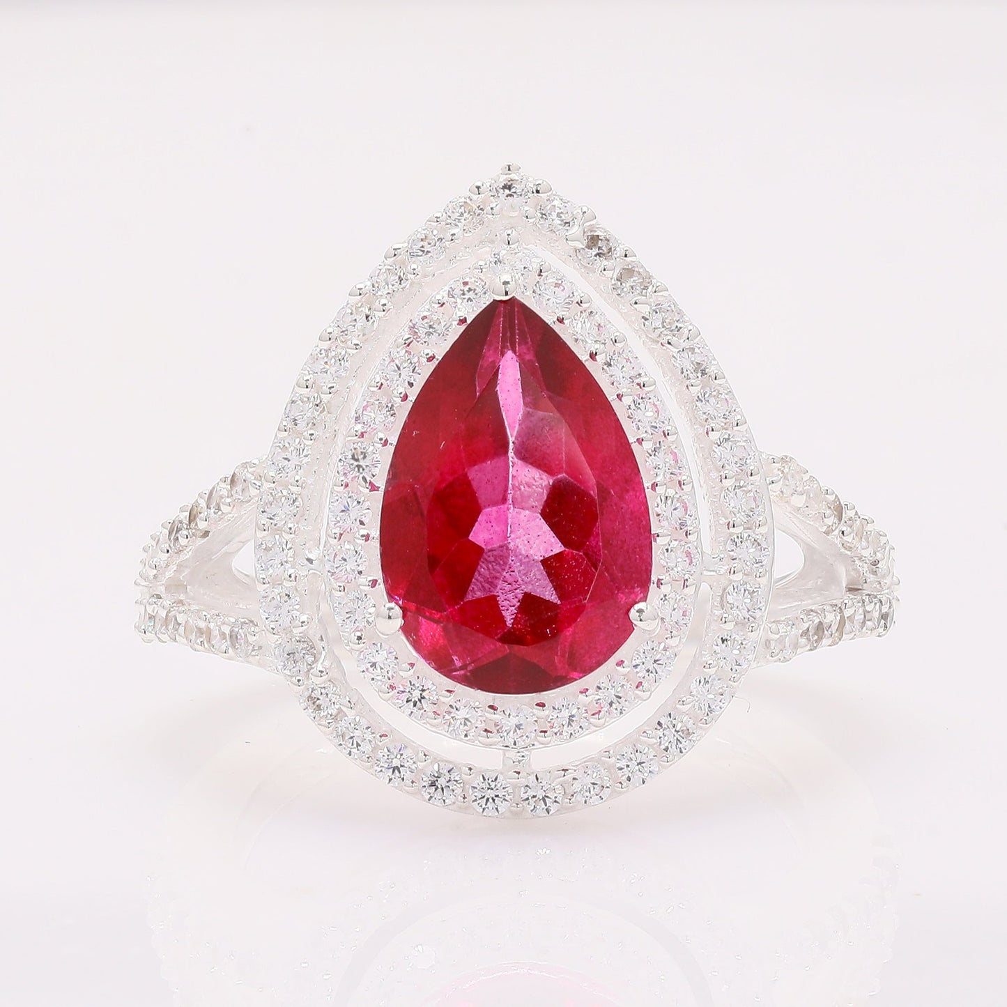 5.62 Ct Pear Pink Topaz 925 Silver Ring
