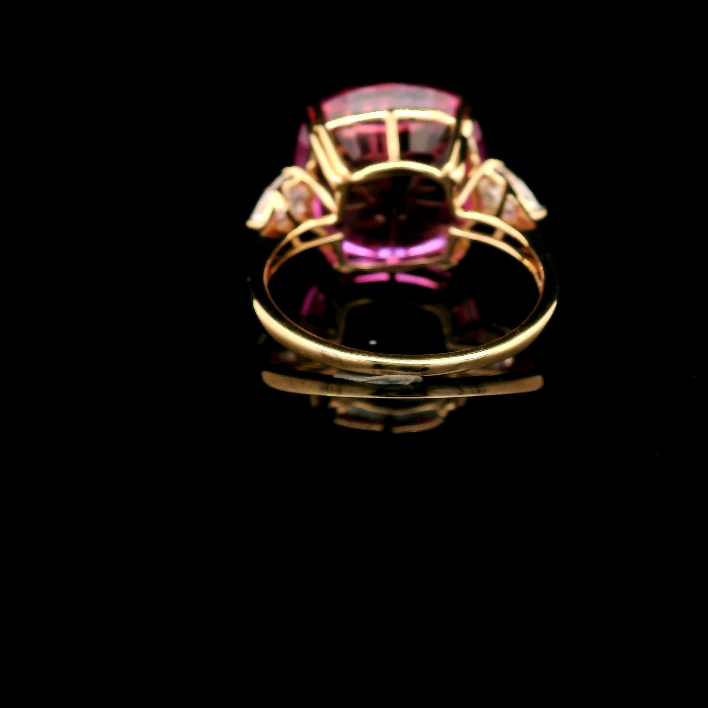 15.11 Ct Cushion Mixed Cut Lab Grown Pink Sapphire 14K Gold Ring