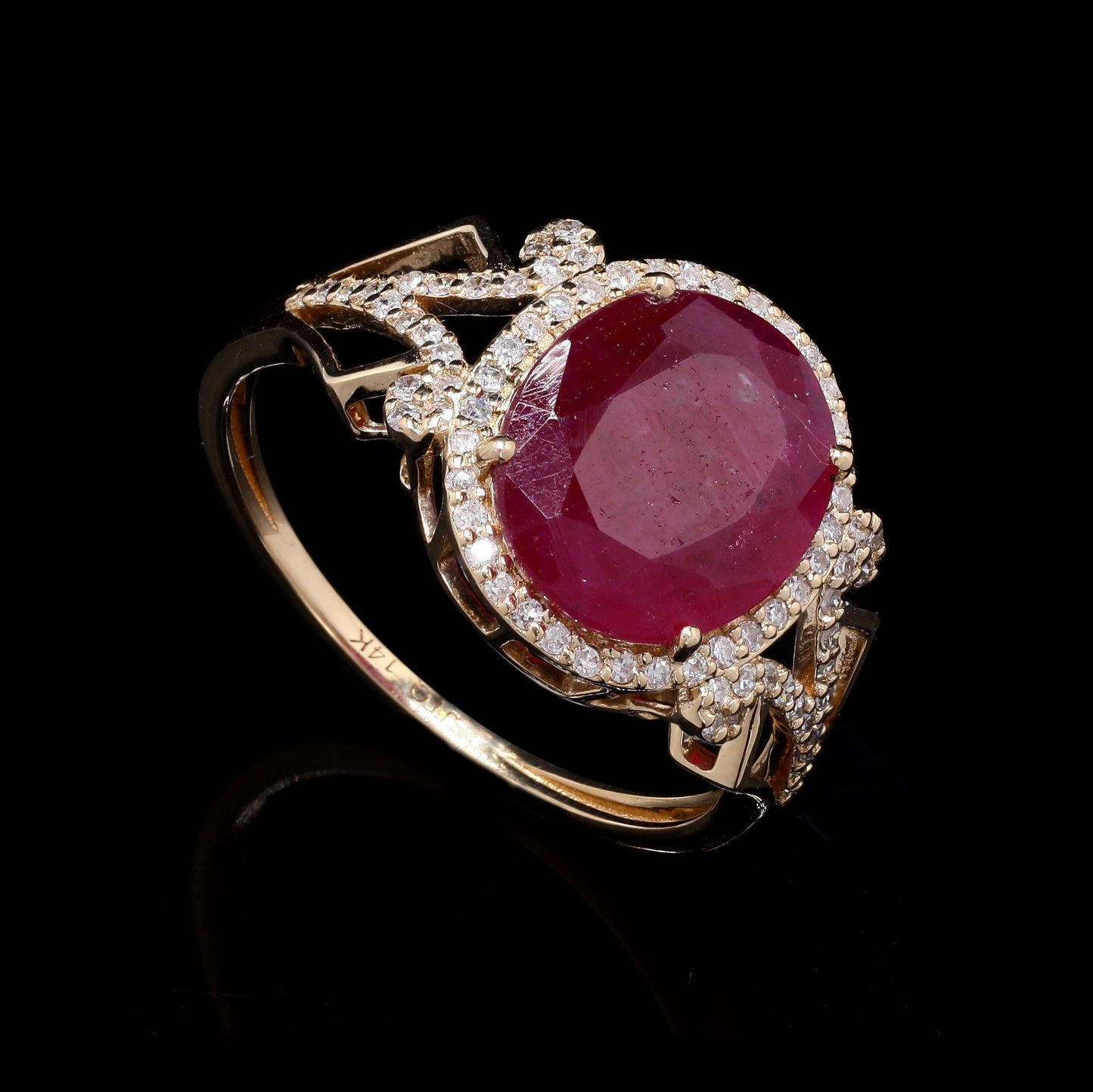 2.91 Ct Oval Mixed Cut Natural Ruby 14K Gold Ring