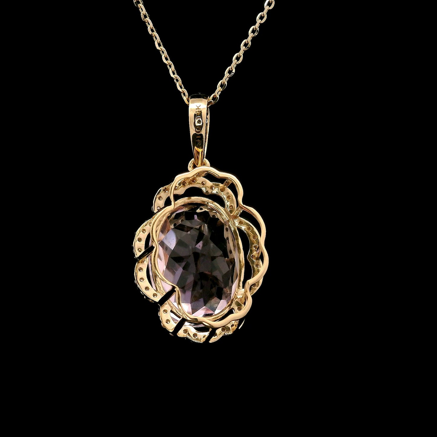 7.92 Ct Oval Kunzite 14K Gold Pendant