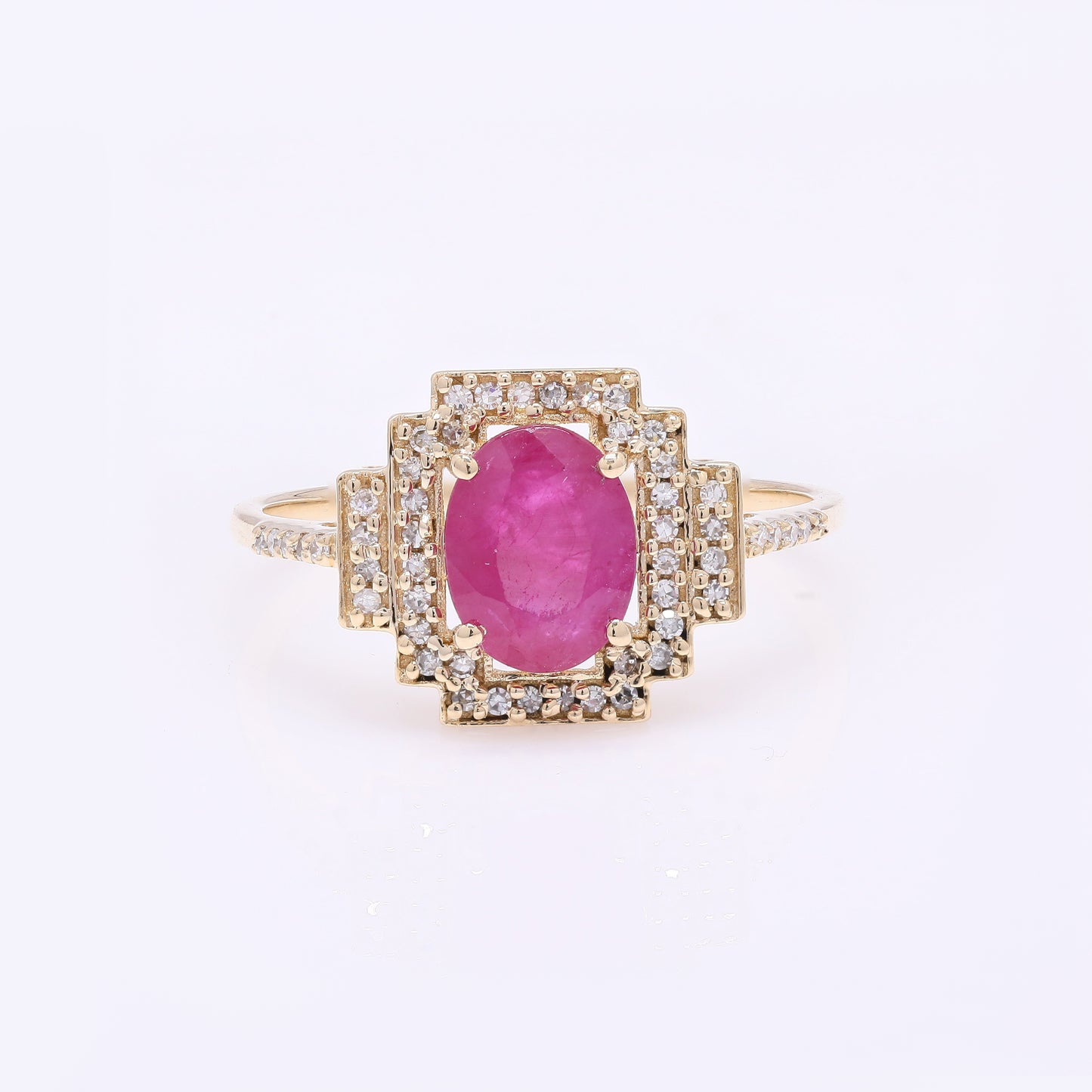 1.50 Ct Oval Mixed Cut Natural Corundum Ruby 14K Gold Ring