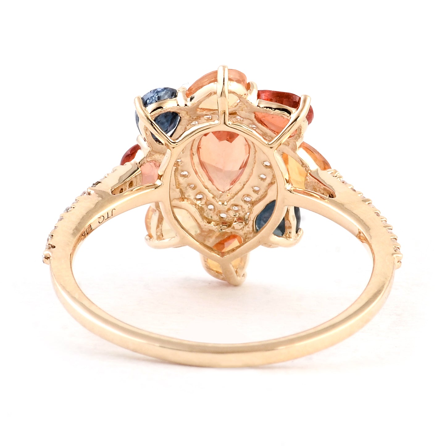 2.24 Ct Pear Multi Sapphire 14K Gold Ring