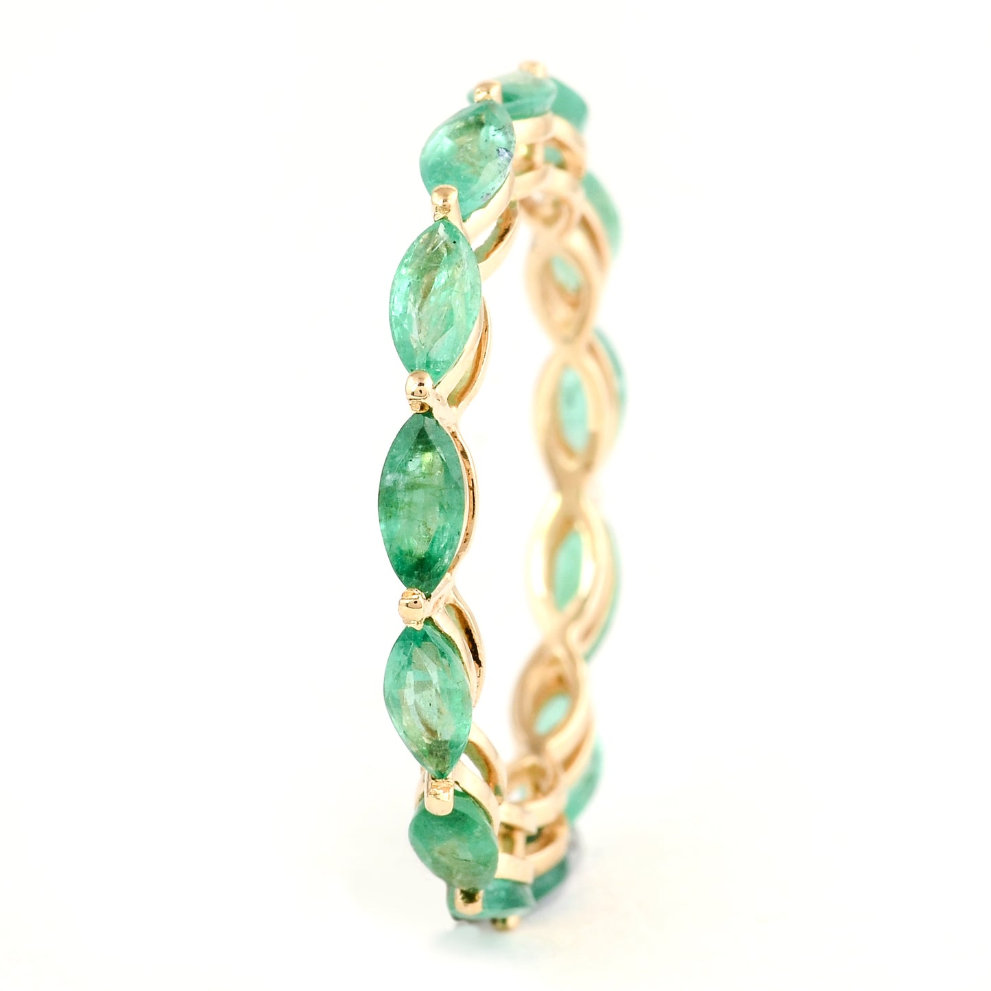 1.54 Ct Marquise Mixed Cut Natural Beryl Emerald 14K Gold Ring