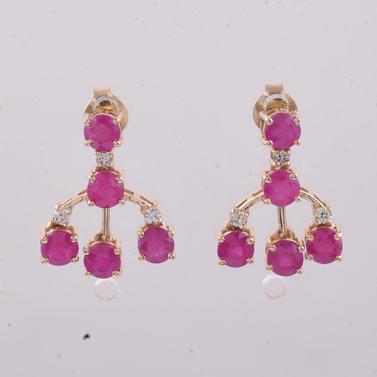 2.73 Ct Round Natural Ruby 14K Gold Earrings