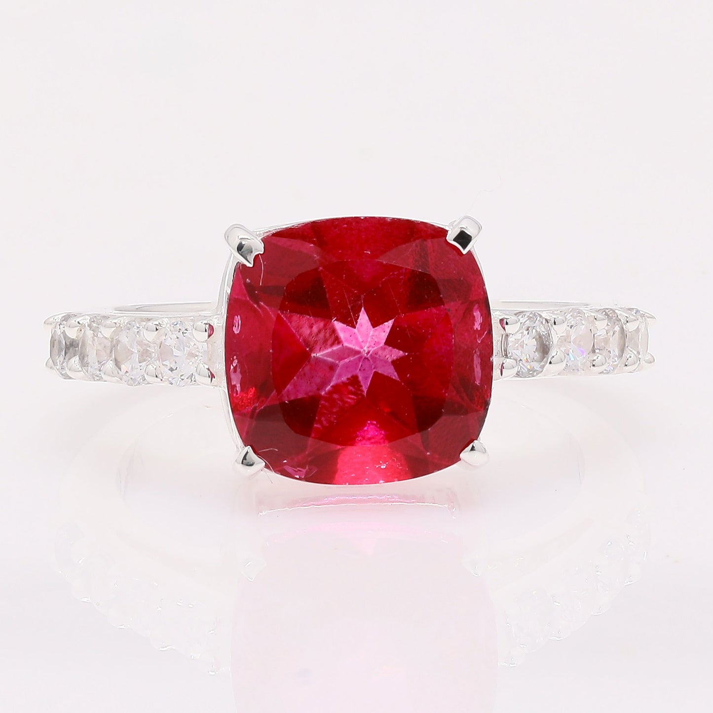5.75 Ct Cushion Pink Topaz 925 Silver Ring