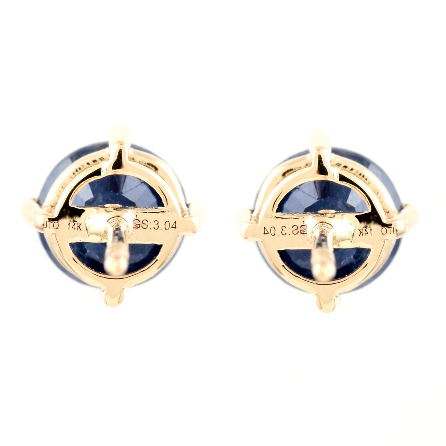 3.04 Ct Round Sapphire 14K Gold Earrings