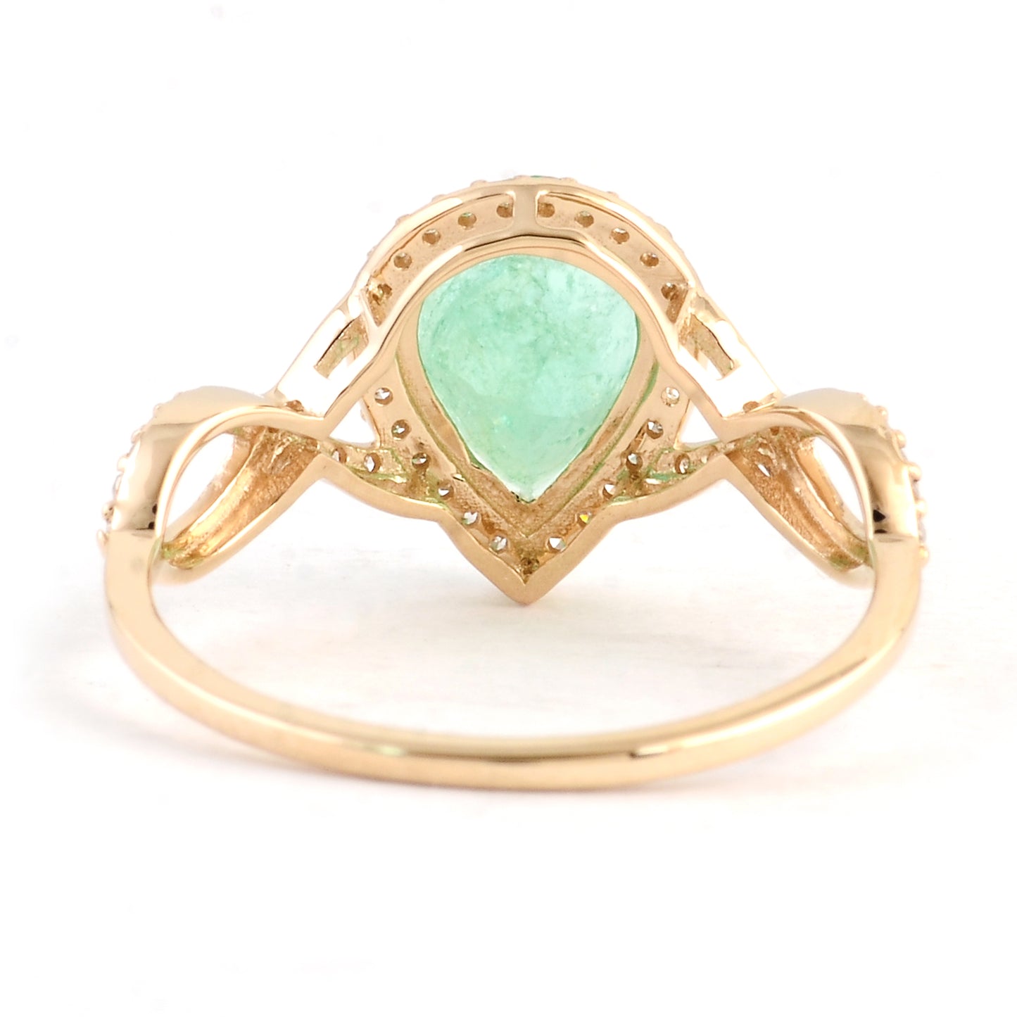 1.40 Ct Pear Mixed Cut Natural Beryl Emerald 14K Gold Ring