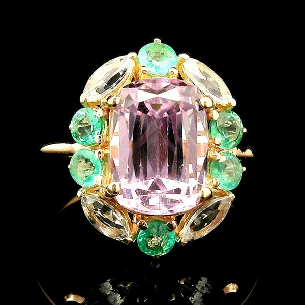 5.65 Ct Cushion Kunzite 14K Gold Ring