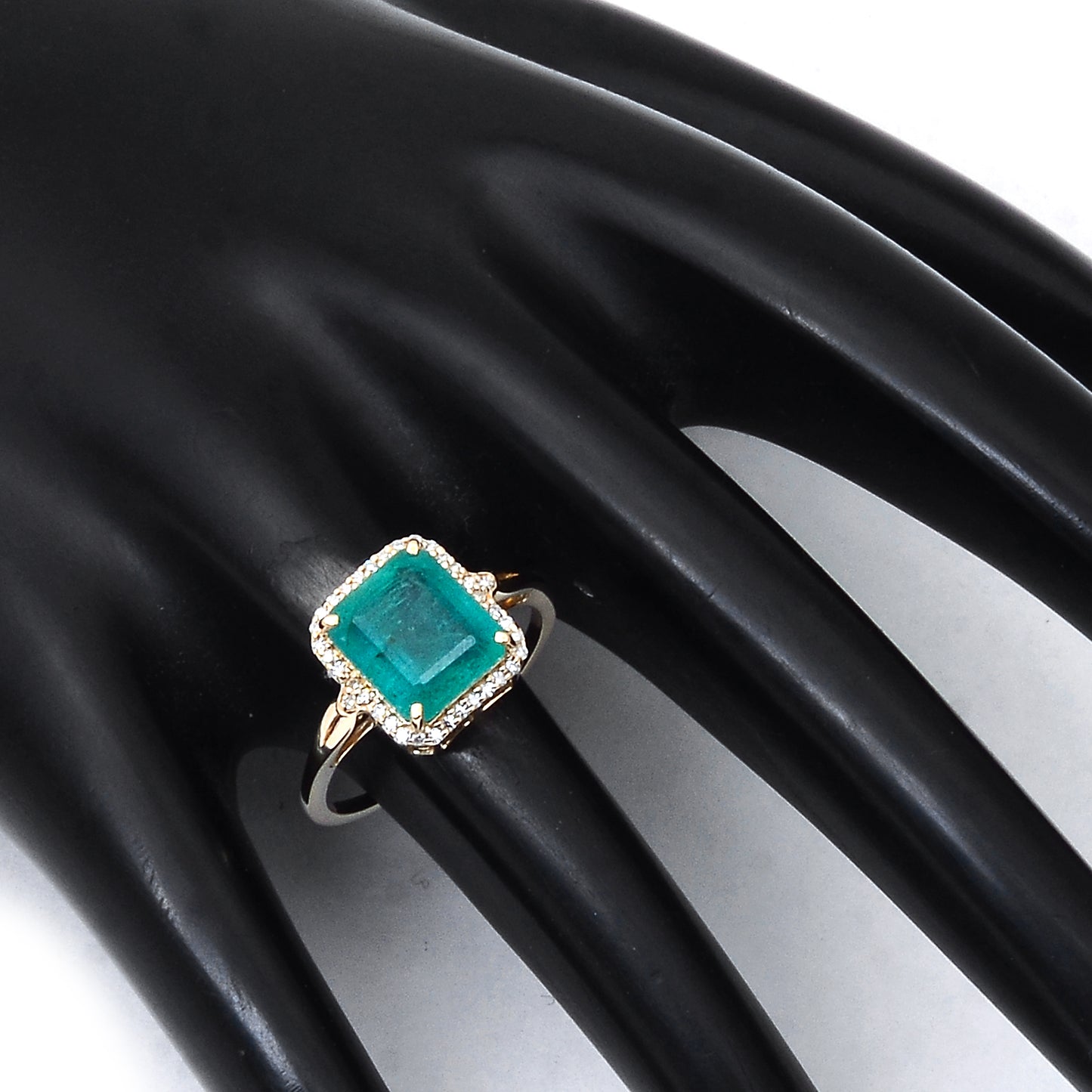 2.96 Ct Octagon Step Cut Natural Emerald 14K Gold Ring