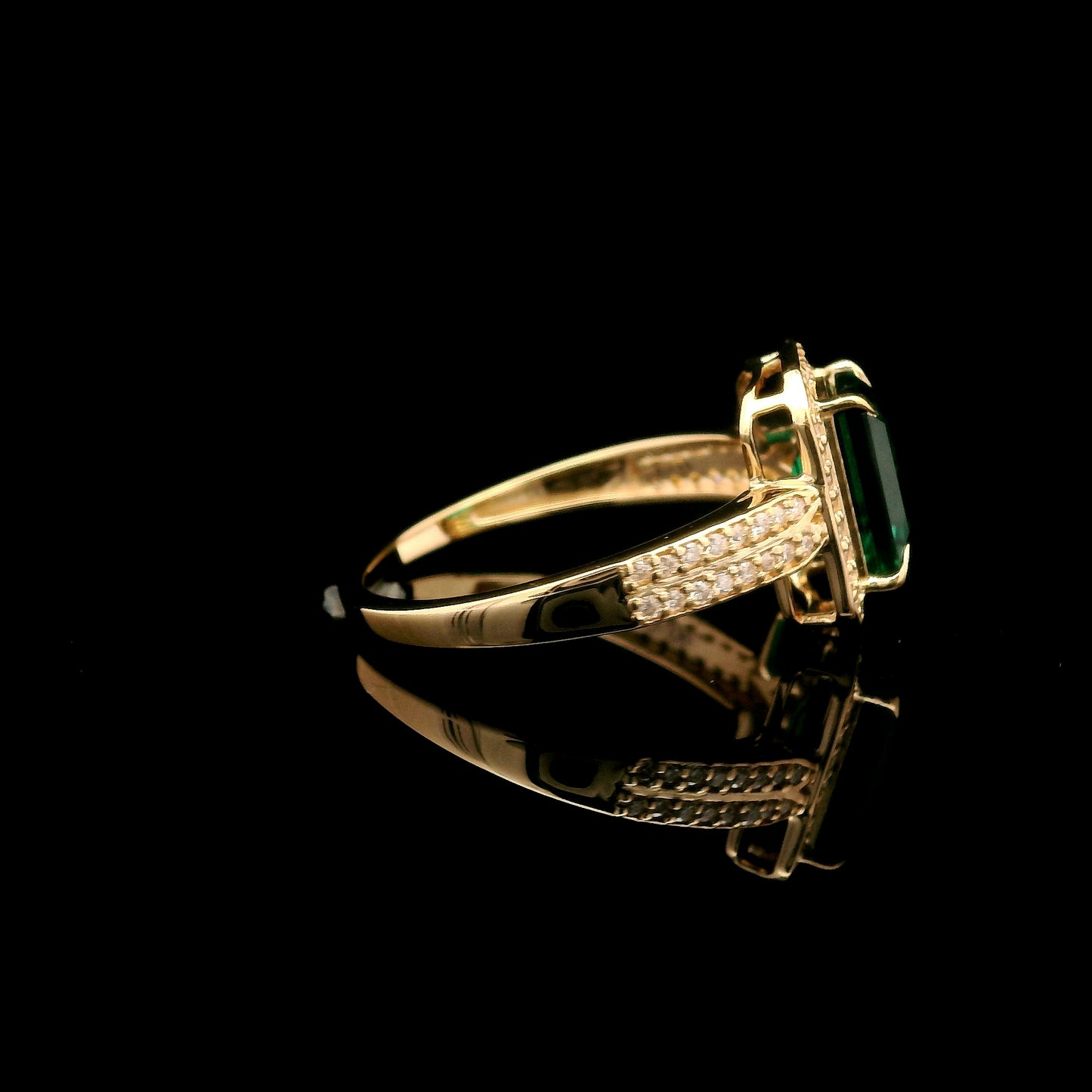 1.74 Ct Emerald Cut Lab Grown Emerald 14K Gold Ring