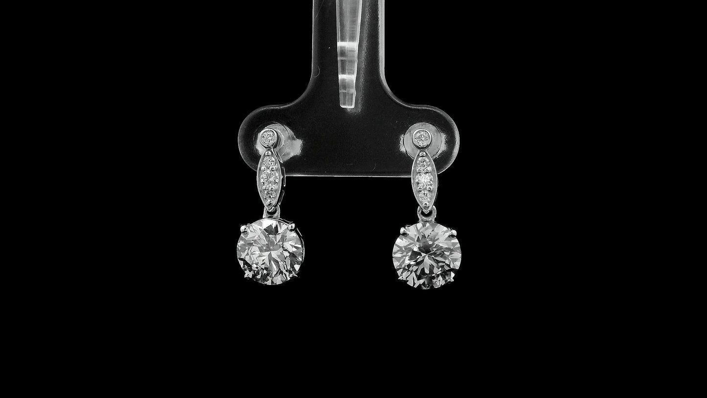 3.15 Carats Lab Grown Diamond 14K Gold Earrings