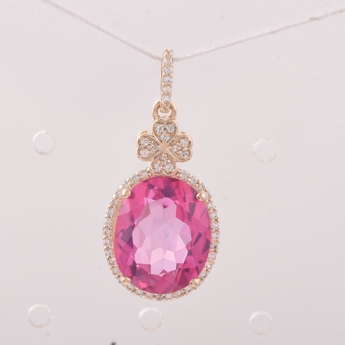 6.52 Ct Oval Pink Topaz 9K Gold Pendant