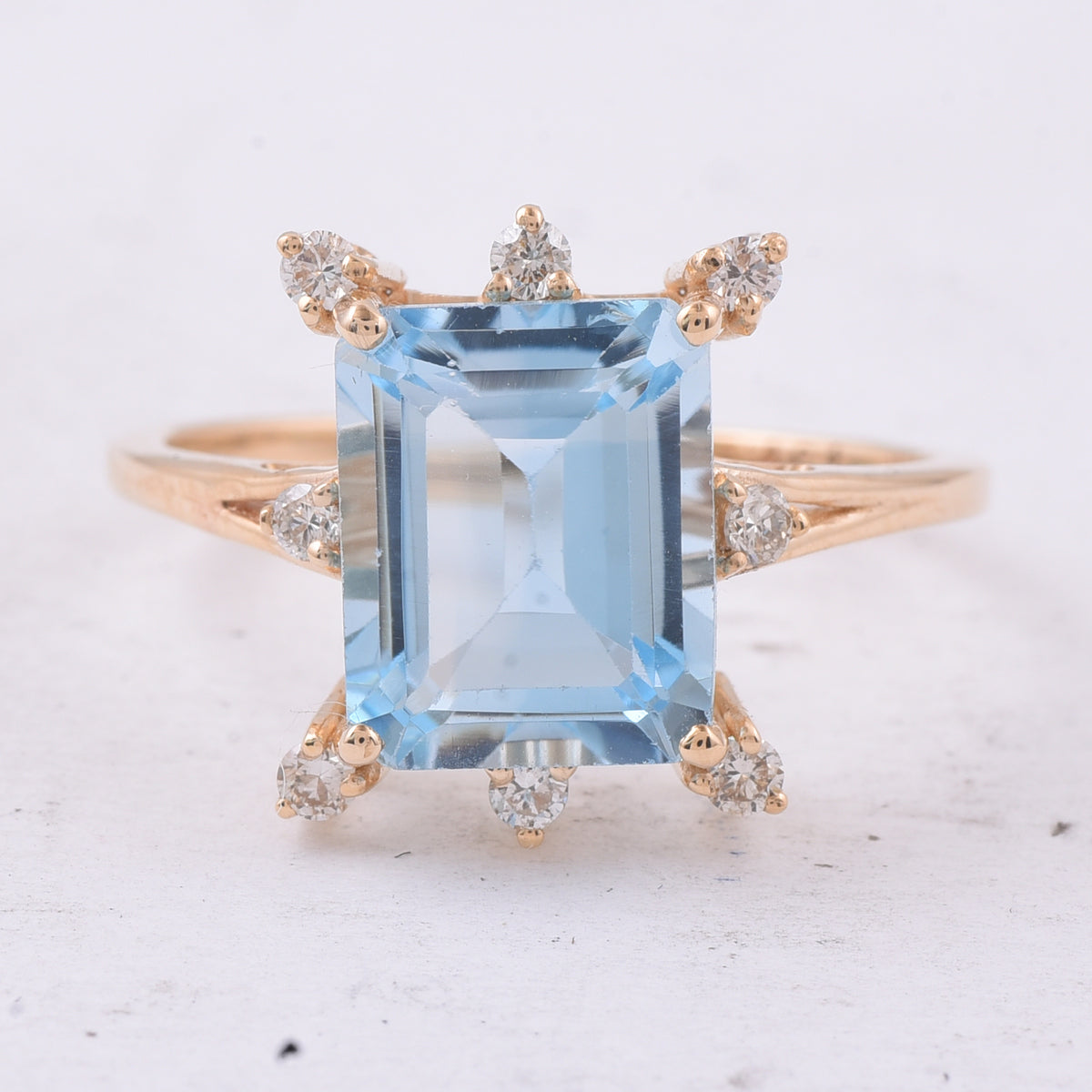 4.28 Ct Octagon Step Cut Natural Topaz 14K Gold Ring