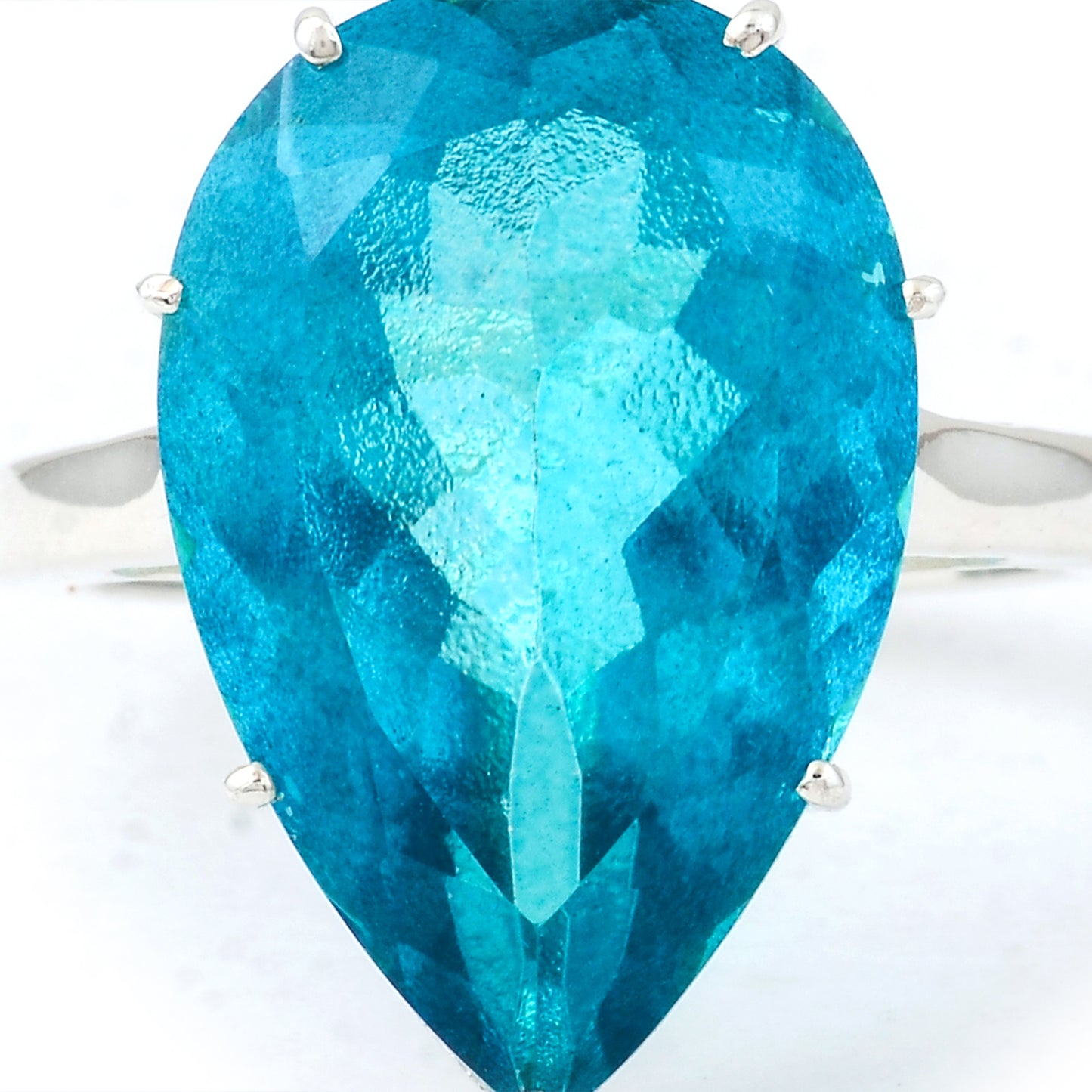 13.41 Ct Pear Pariba Topaz, 925 Sterling Silver Ring