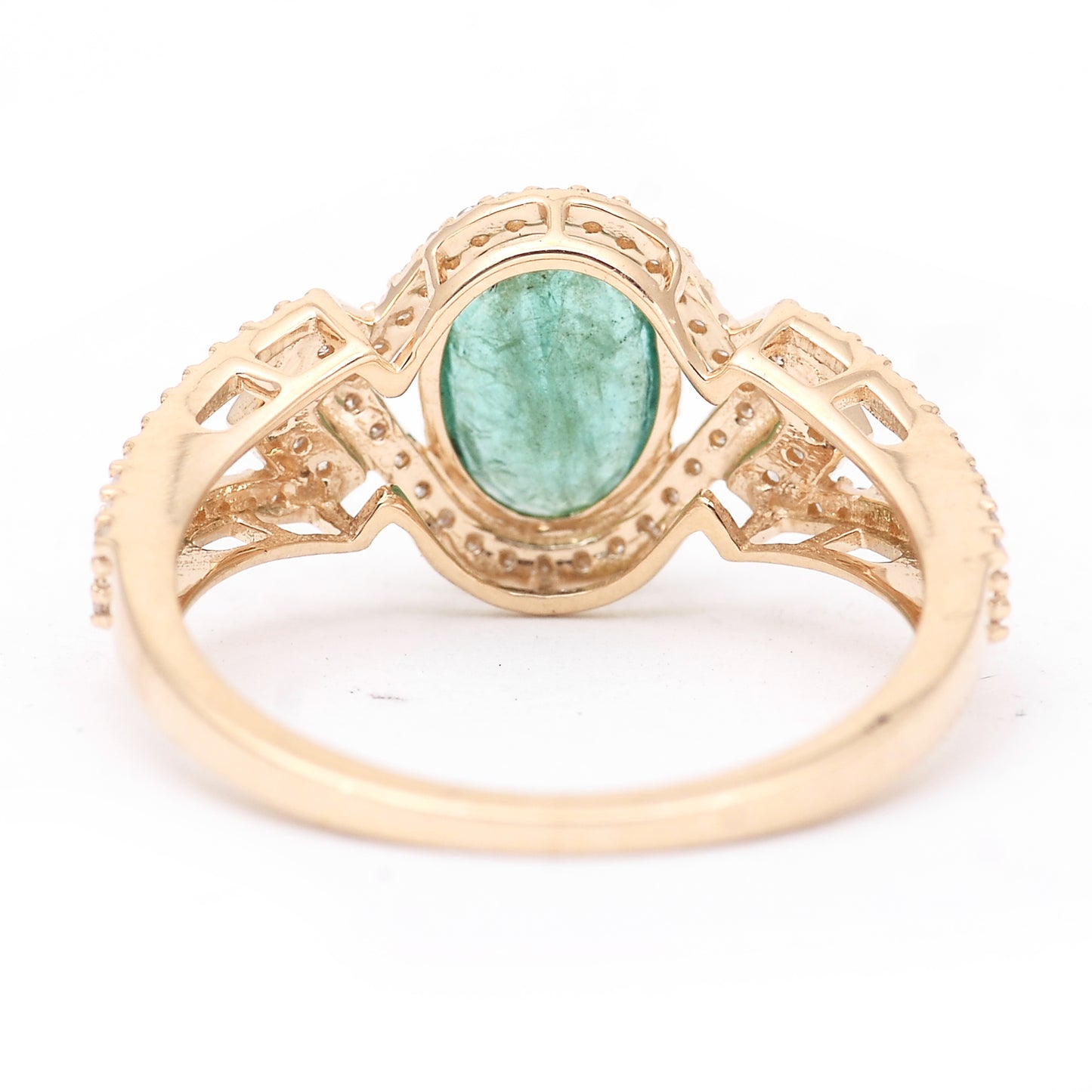 1.46 Ct Oval Mixed Cut Natural Emerald 14K Gold Ring