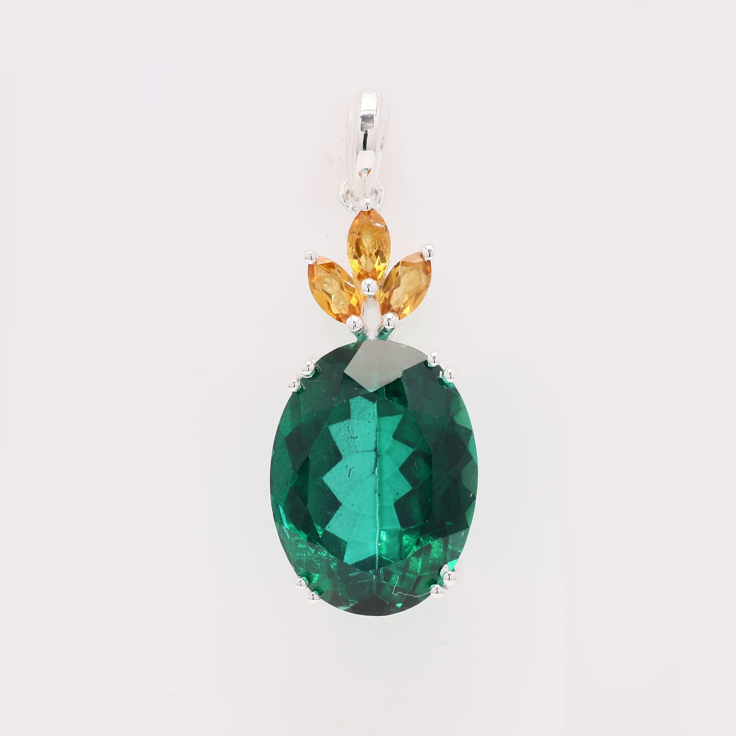 12.75 Ct Oval Green Topaz 925 Silver Pendant