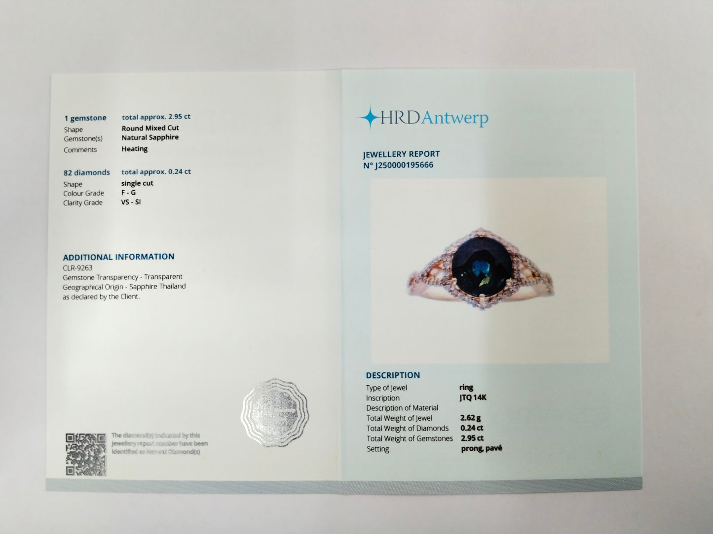 3.19 Ct Round Mixed Cut Natural Sapphire 14K Gold Ring