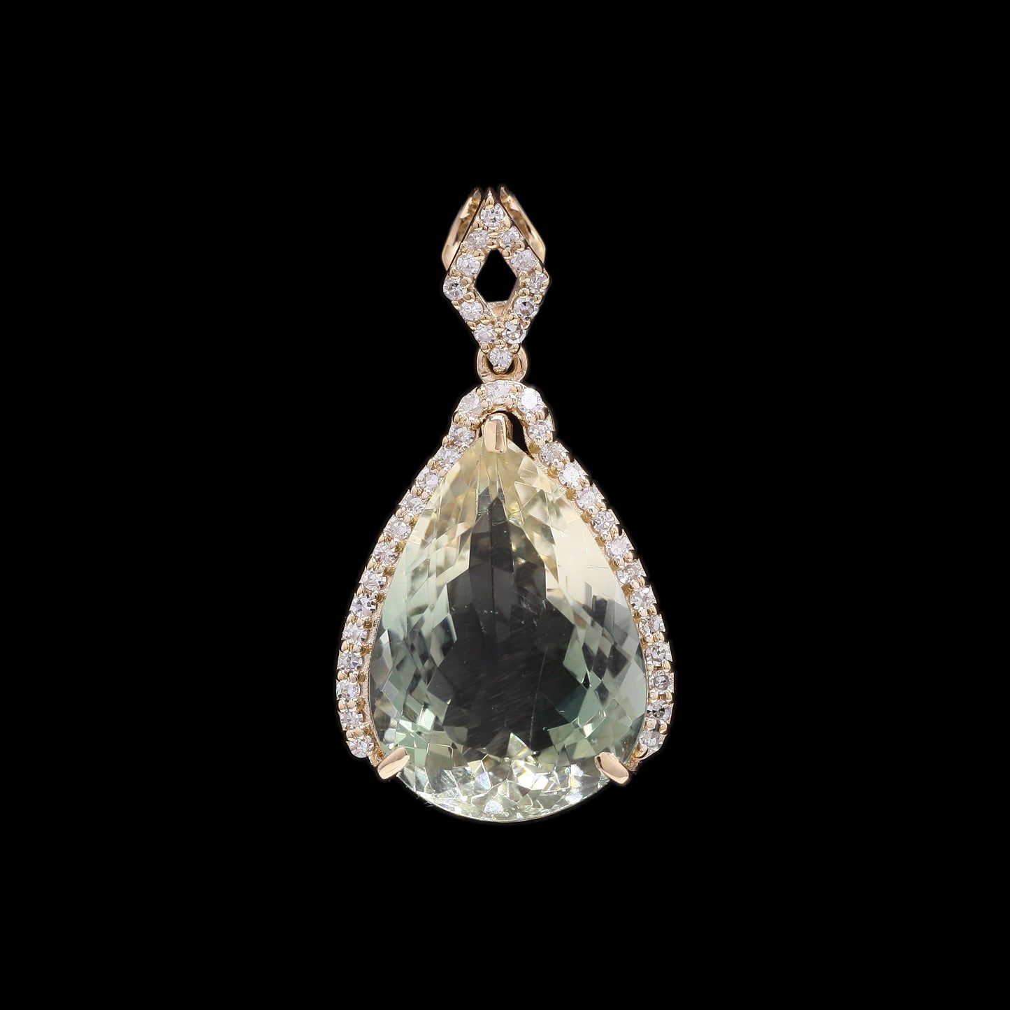 5.23 Ct Pear Mixed Cut Natural Sunstone 14K Gold Pendant
