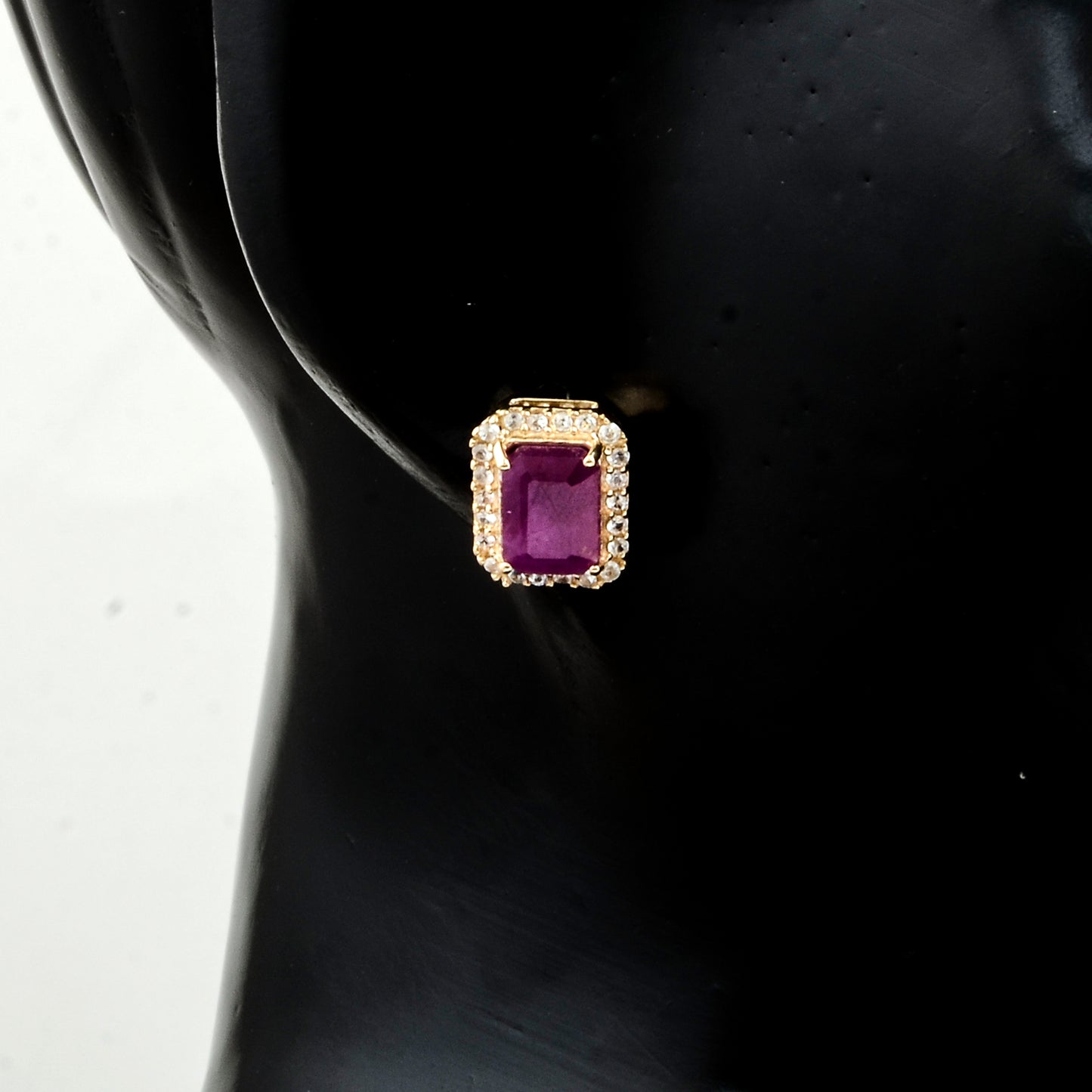 3.03 Ct Octagon Ruby 14K Gold Earrings