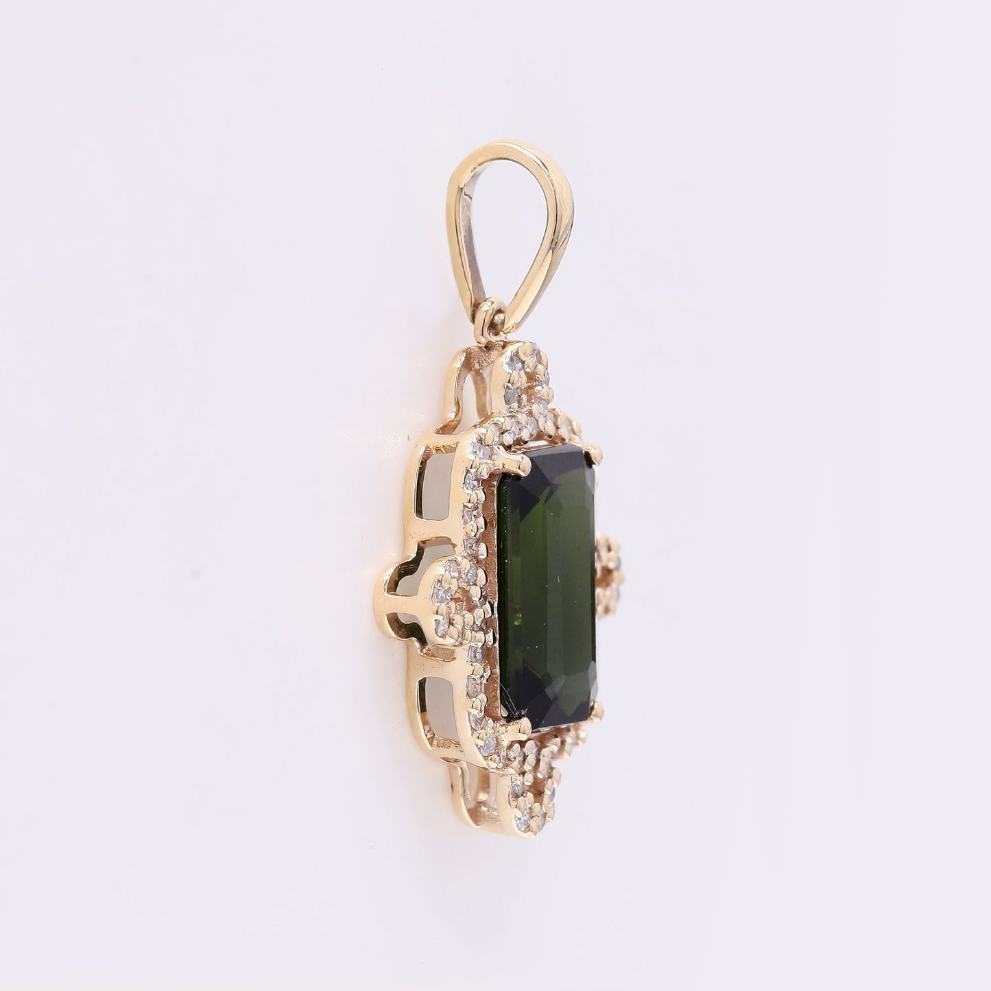 1.99 Ct Octagon Step Cut Natural Tourmaline 14K Gold Pendant