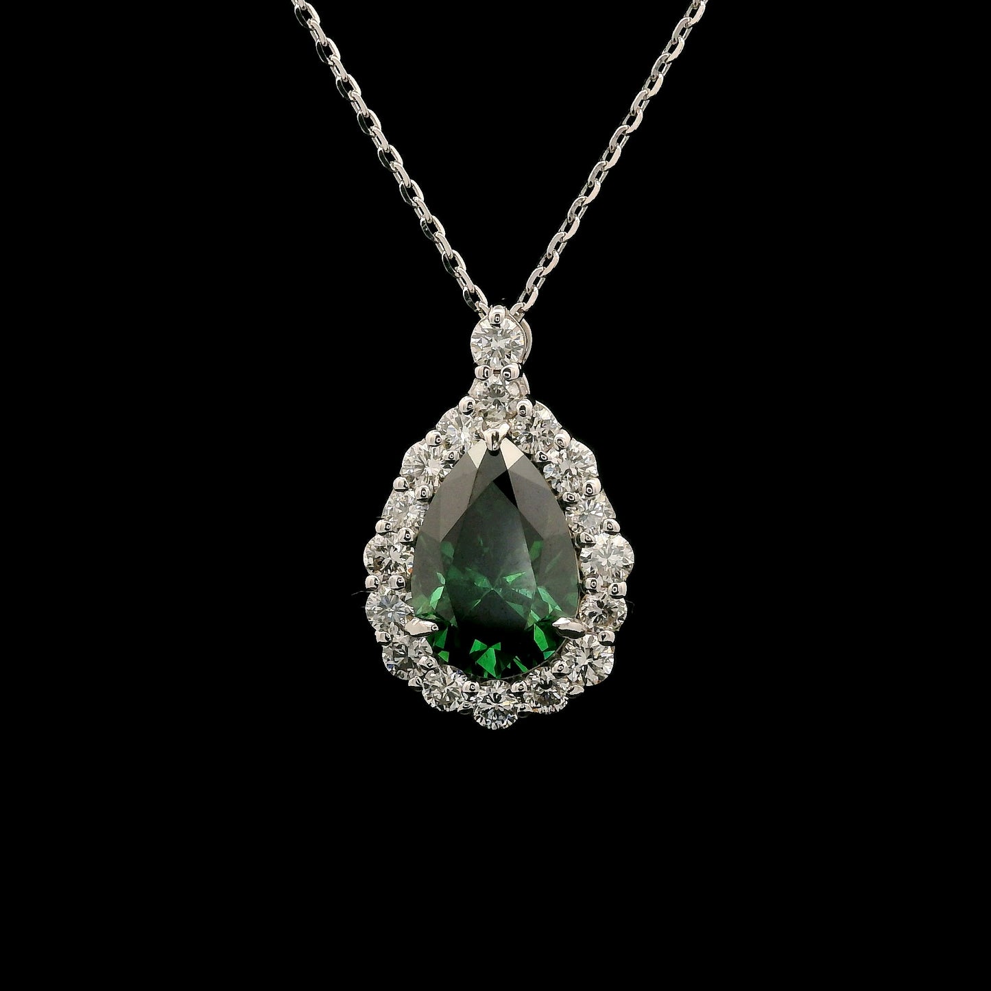 2.07 Carats Green Lab Grown Diamond 14K Gold Pendant