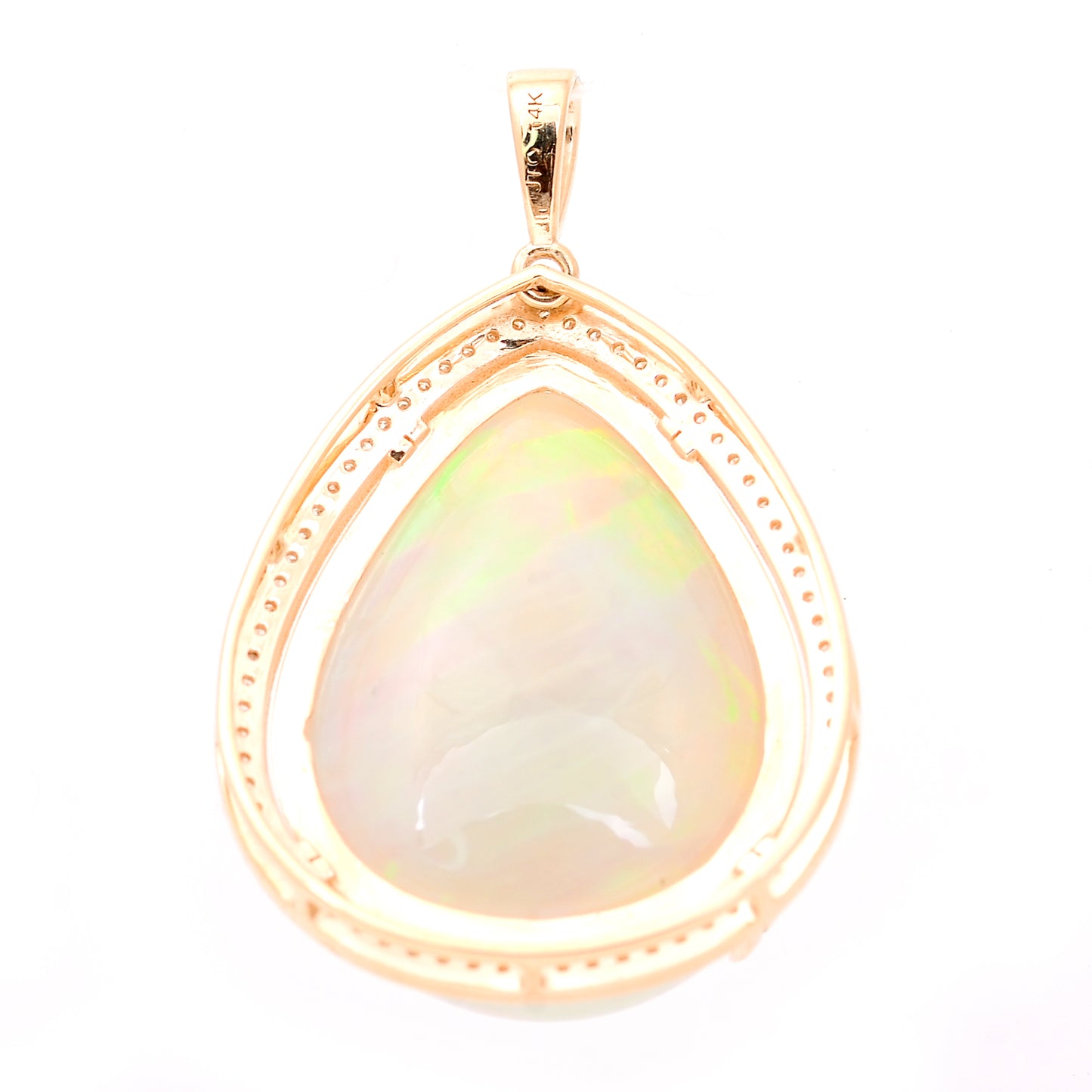 22.26 Ct Pear Cabochon Natural Opal 14K Gold Pendant