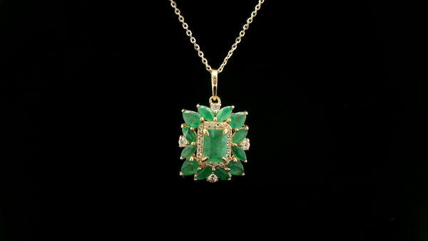 1.85 Ct Octagon Emerald 14K Gold Pendant