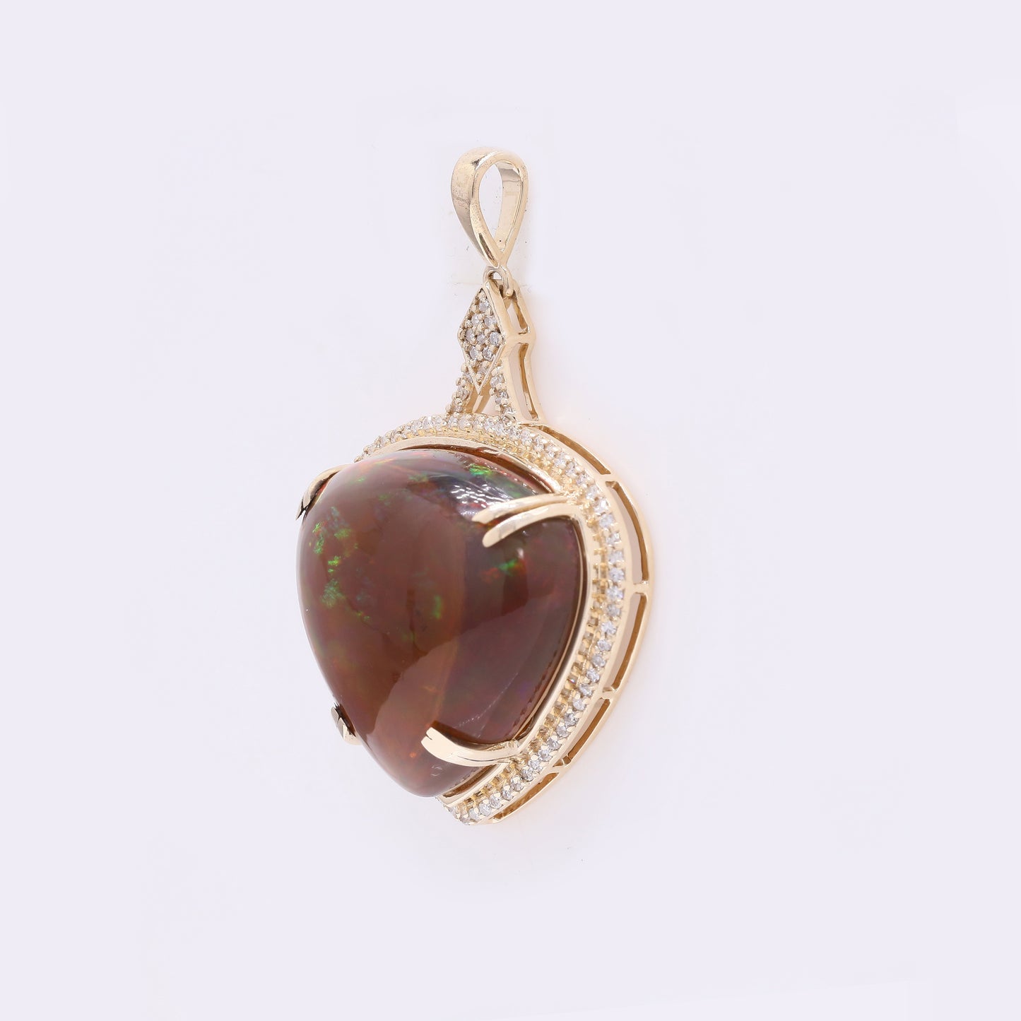 17.45 Ct Pear Cabochon Natural Opal 14K Gold Pendant