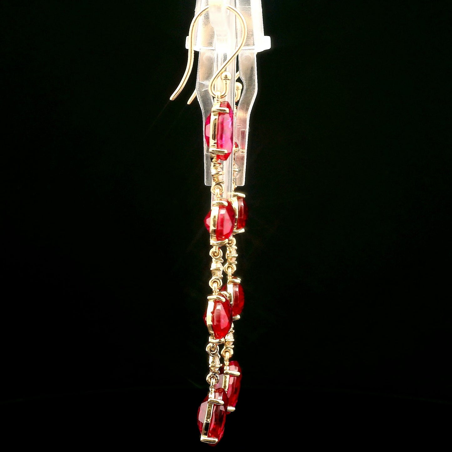 20.75 Ct Oval Mixed Cut Lab Grown Ruby 14K Gold Earrings