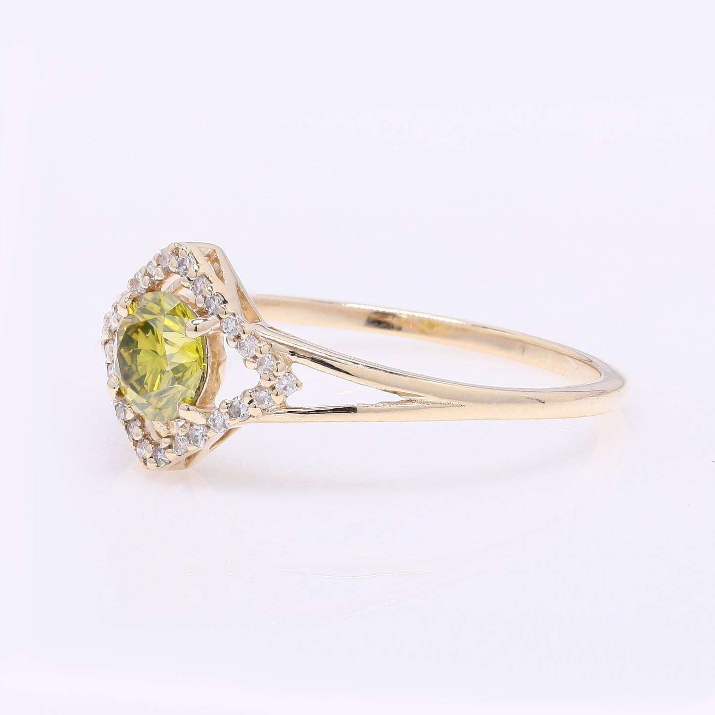 0.53 Ct Round Yellow Diamond 14K Gold Ring