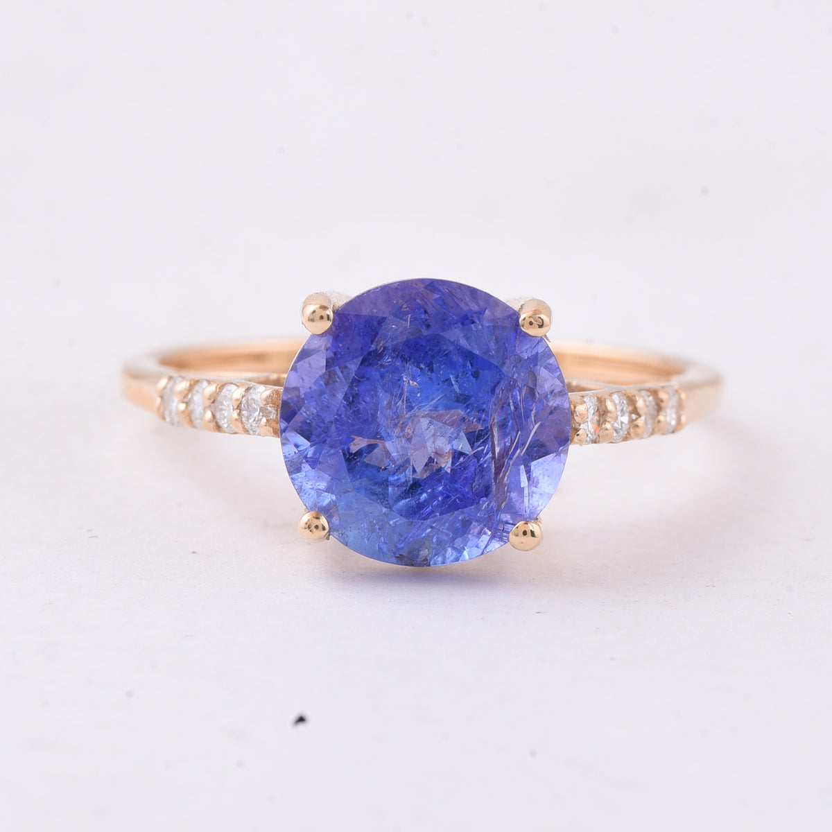 3.49 Ct Round Tanzanite 14K Gold Ring
