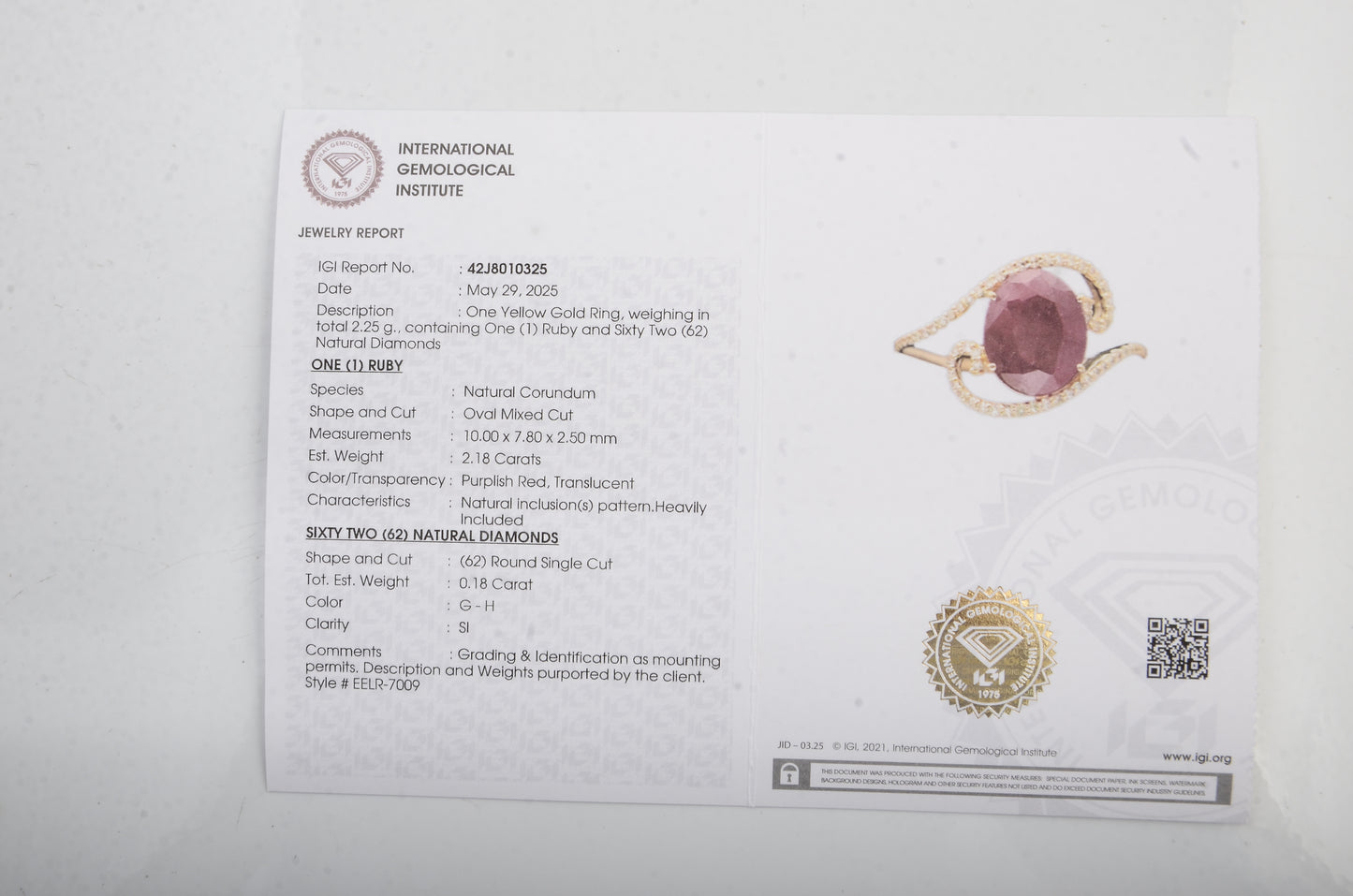 2.36 Ct Oval Mixed Cut Natural Corundum Ruby 14K Gold Ring