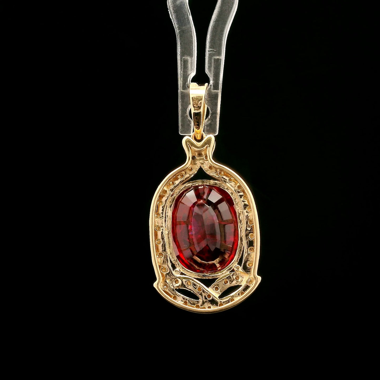 5.36 Ct Oval Mixed Cut Lab Grown Ruby 14K Gold Pendant