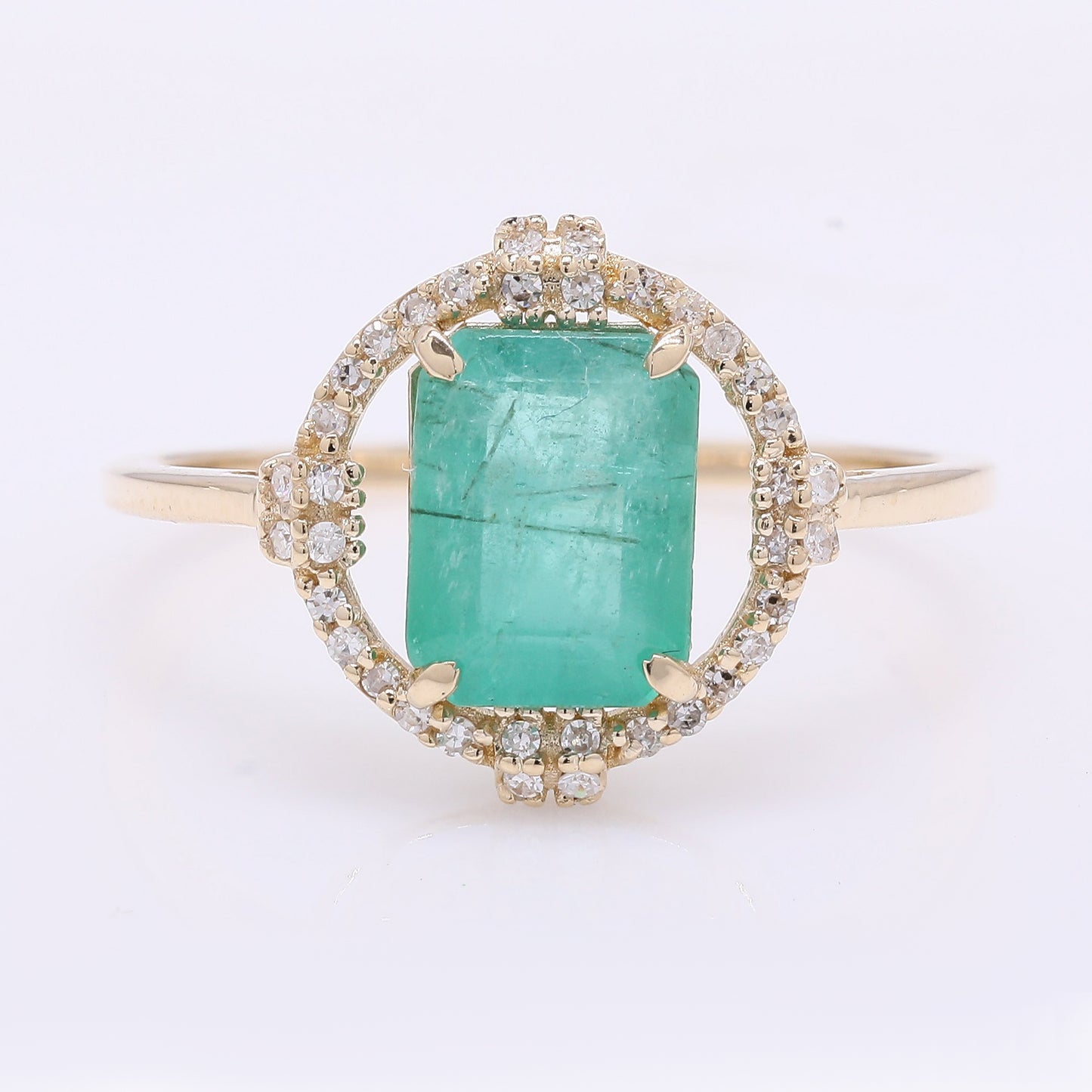1.75 Ct Octagon Step Cut Natural Emerald 14K Gold Ring