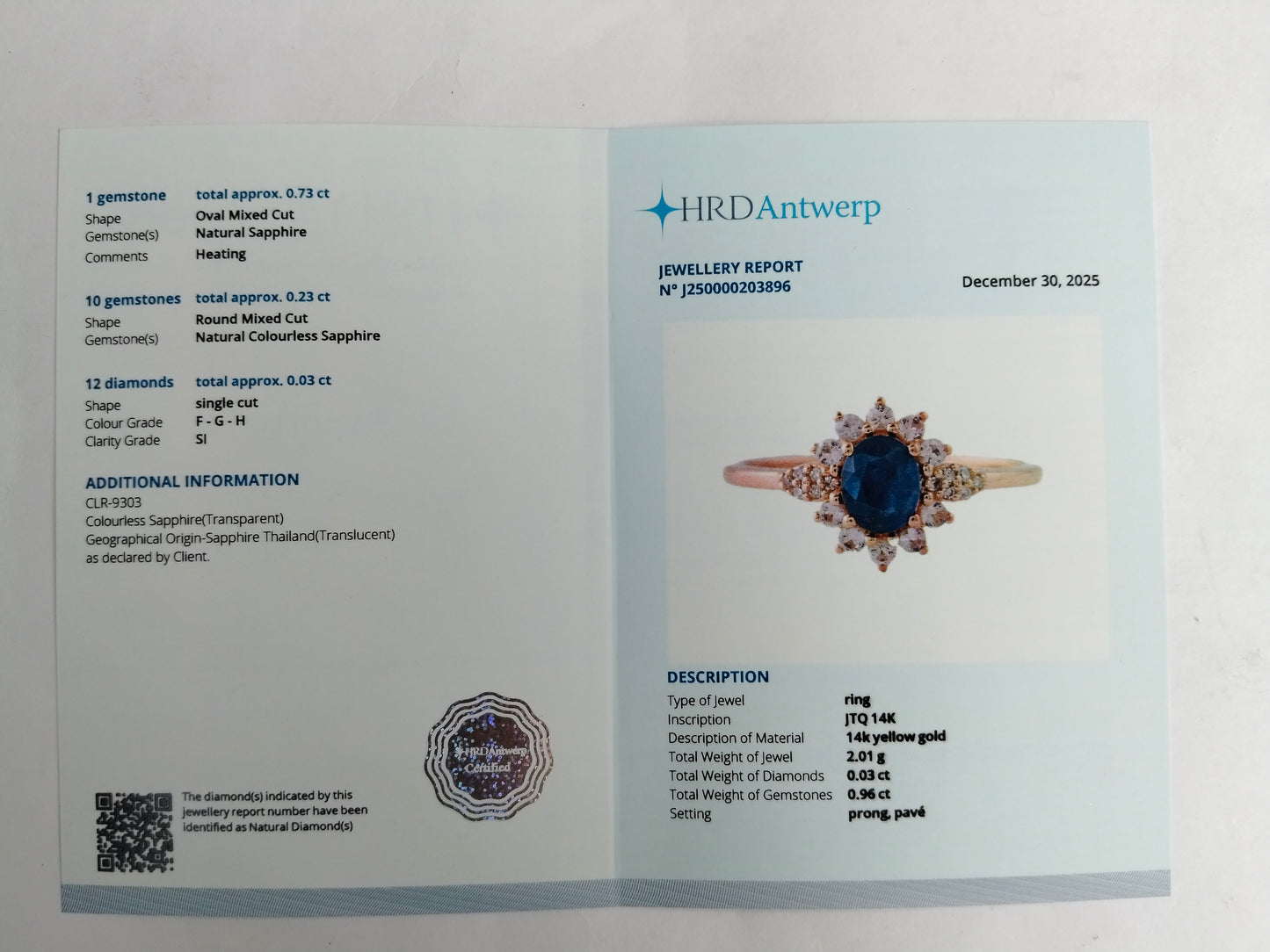 0.99 Ct Oval Mixed Cut Natural Sapphire 14K Gold Ring
