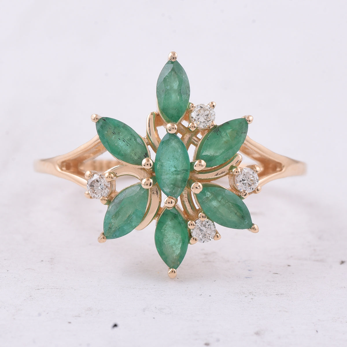 1.16 Ct Marquise Natural Emerald 14K Gold Ring