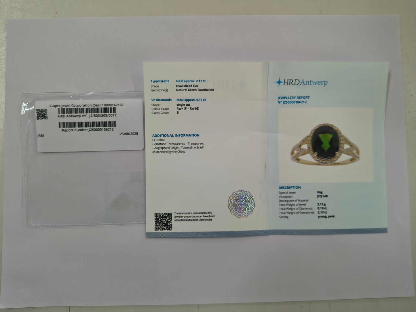 2.36 Ct Oval Mixed Cut Natural Tourmaline 14K Gold Ring