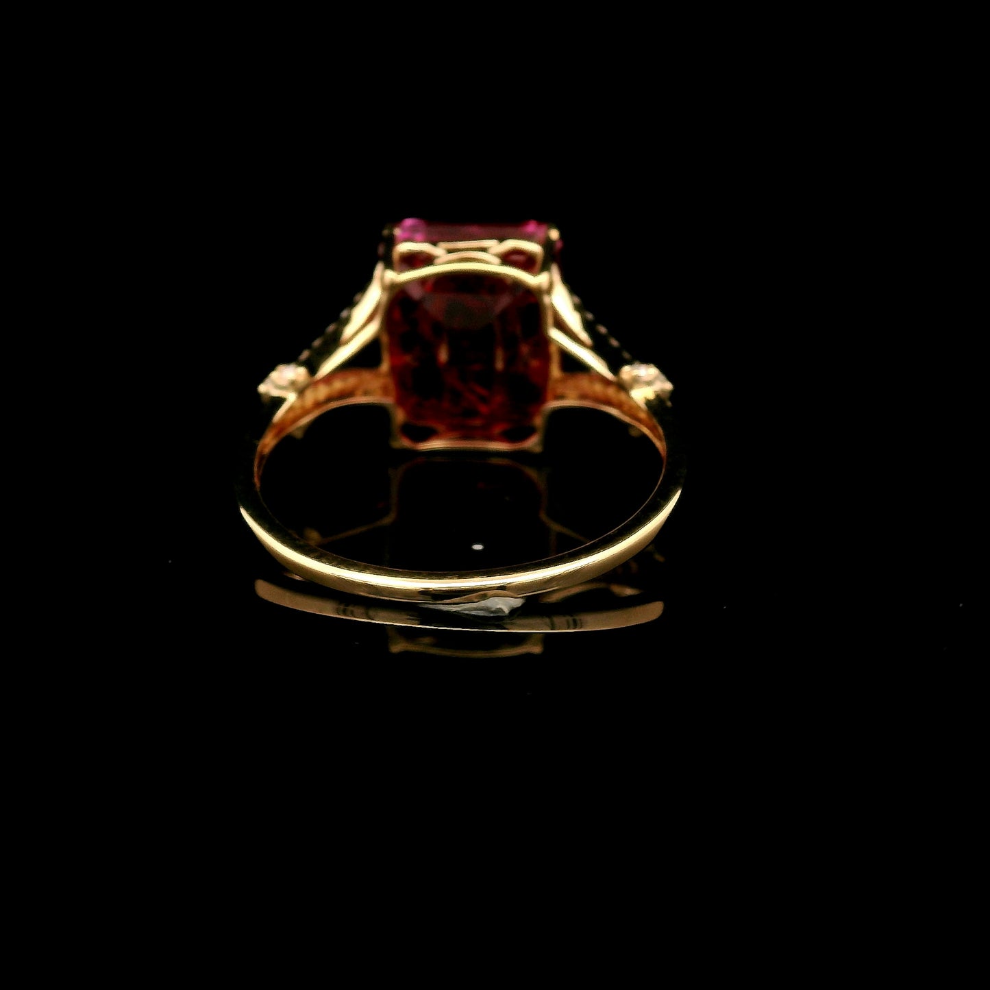 5.94 Ct Emerald Cut Lab Grown Ruby 14K Gold Ring