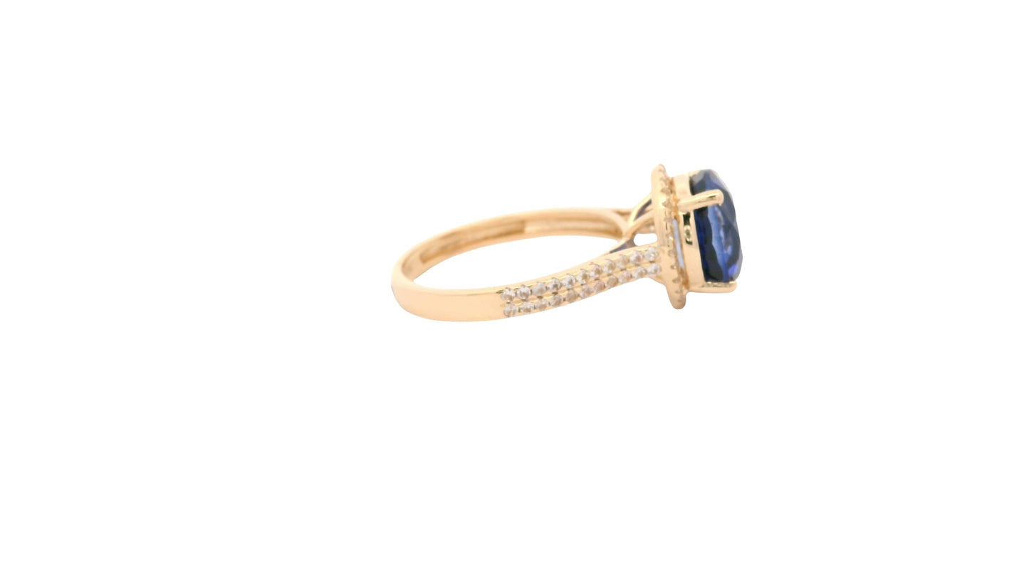 5.50 Ct Round Lab Grown Sapphire 14K Gold Ring