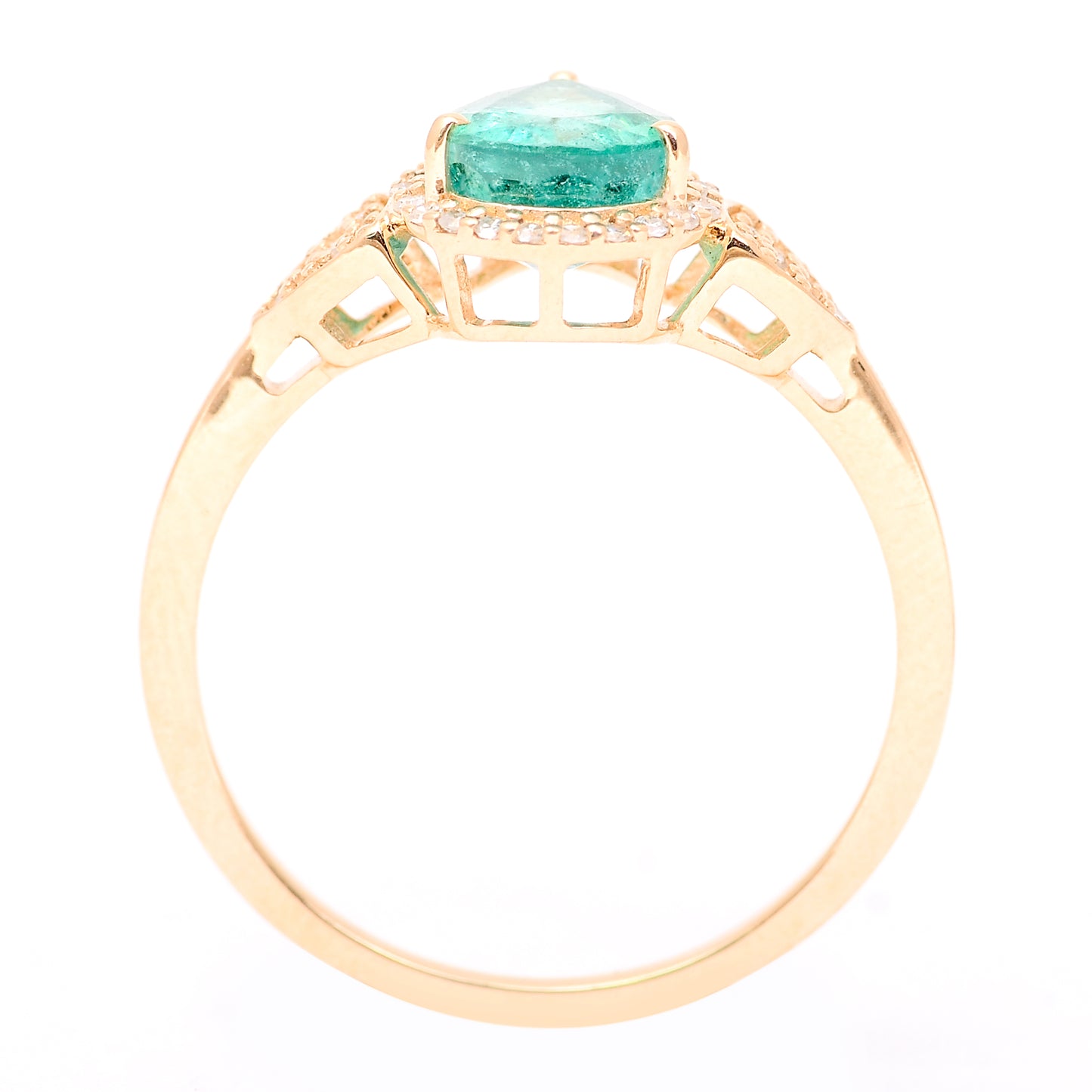 1.34 Ct Pear Mixed Cut Natural Emerald 14K Gold Ring