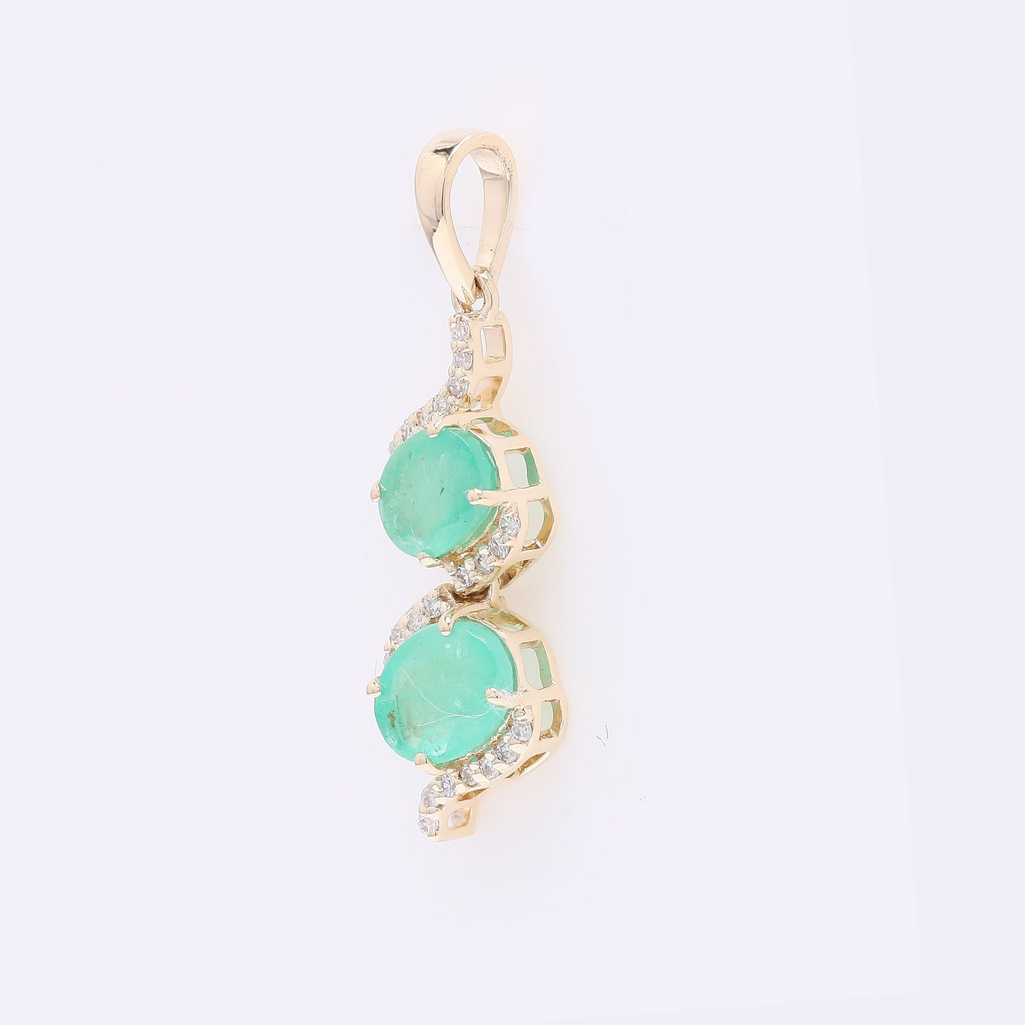1.15 Ct Oval Mixed Cut Natural Emerald 14K Gold Pendant