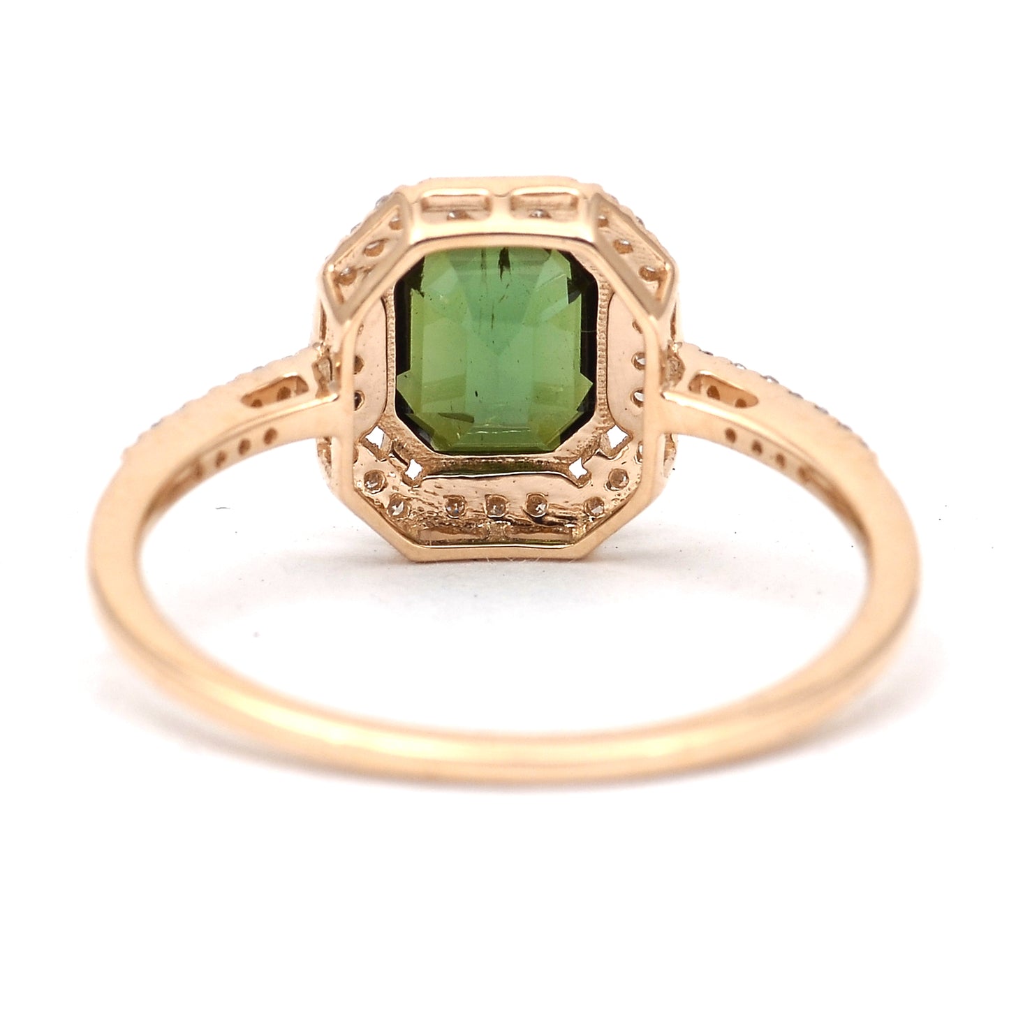 1.19 Ct Octagon Step Cut Natural Tourmaline 14K Gold Ring