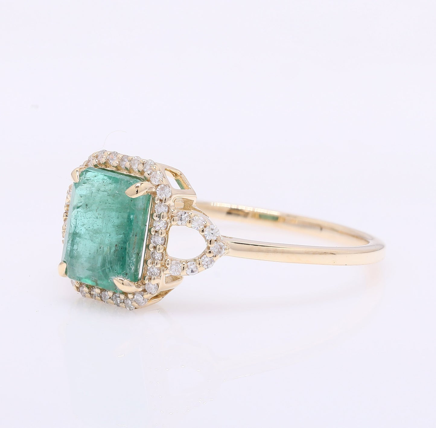 1.62 Ct Octagon Step Cut Natural Emerald 14K Gold Ring