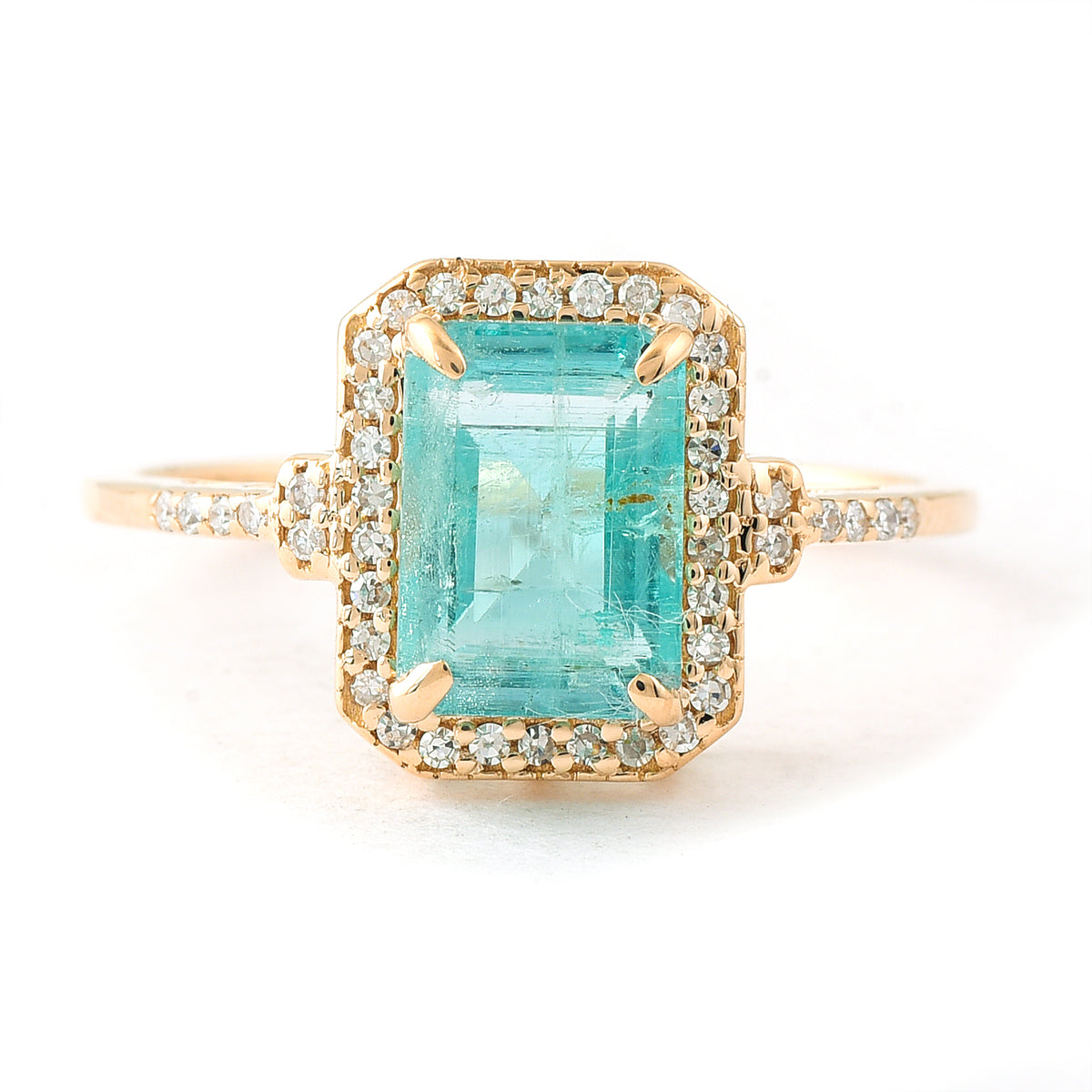 2.00 Ct Octagon Step Cut Natural Emerald 14K Gold Ring